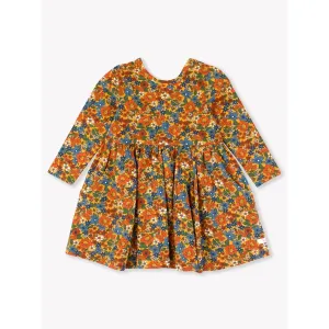 RuffleButts Golden Harvest Knit Long Sleeve Twirl Dress