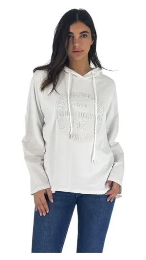 Smile white hoodie top