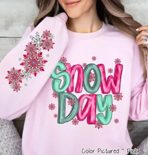 Snow Day with Sleeve Print Winter Tee or Sweatshirt