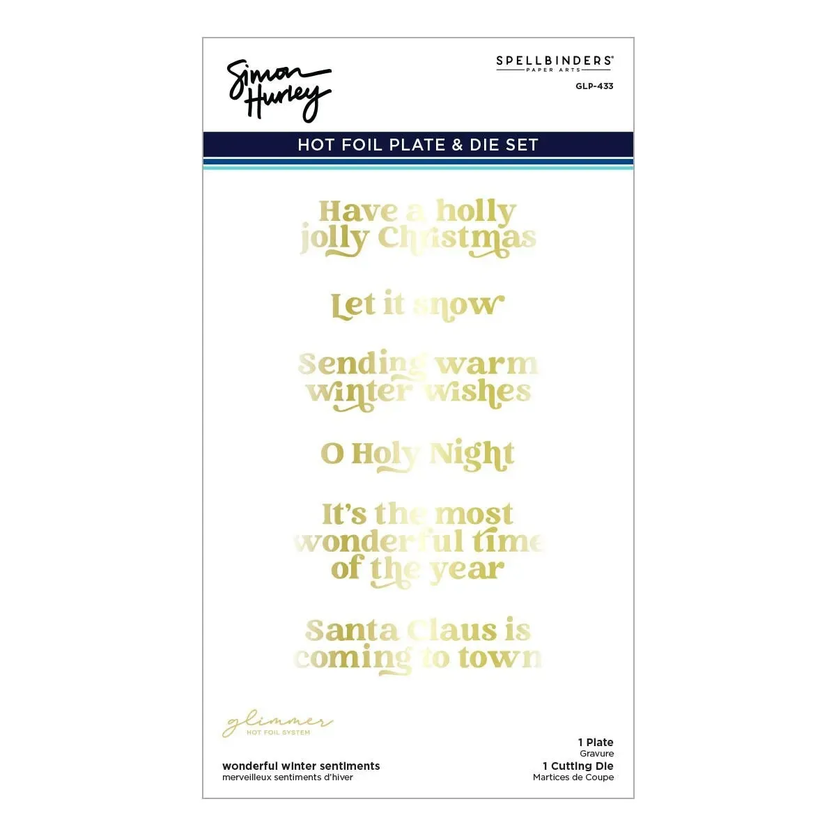 Spellbinders Wonderful Winter Sentiments Glimmer Hot Foil Plate & Die Set