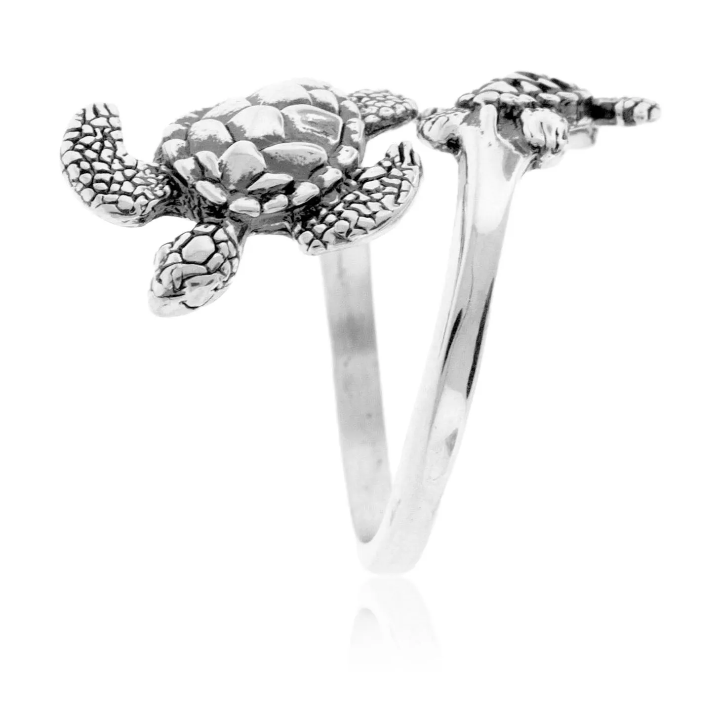 Sterling Silver Adjustable Swimming Turtle Ring