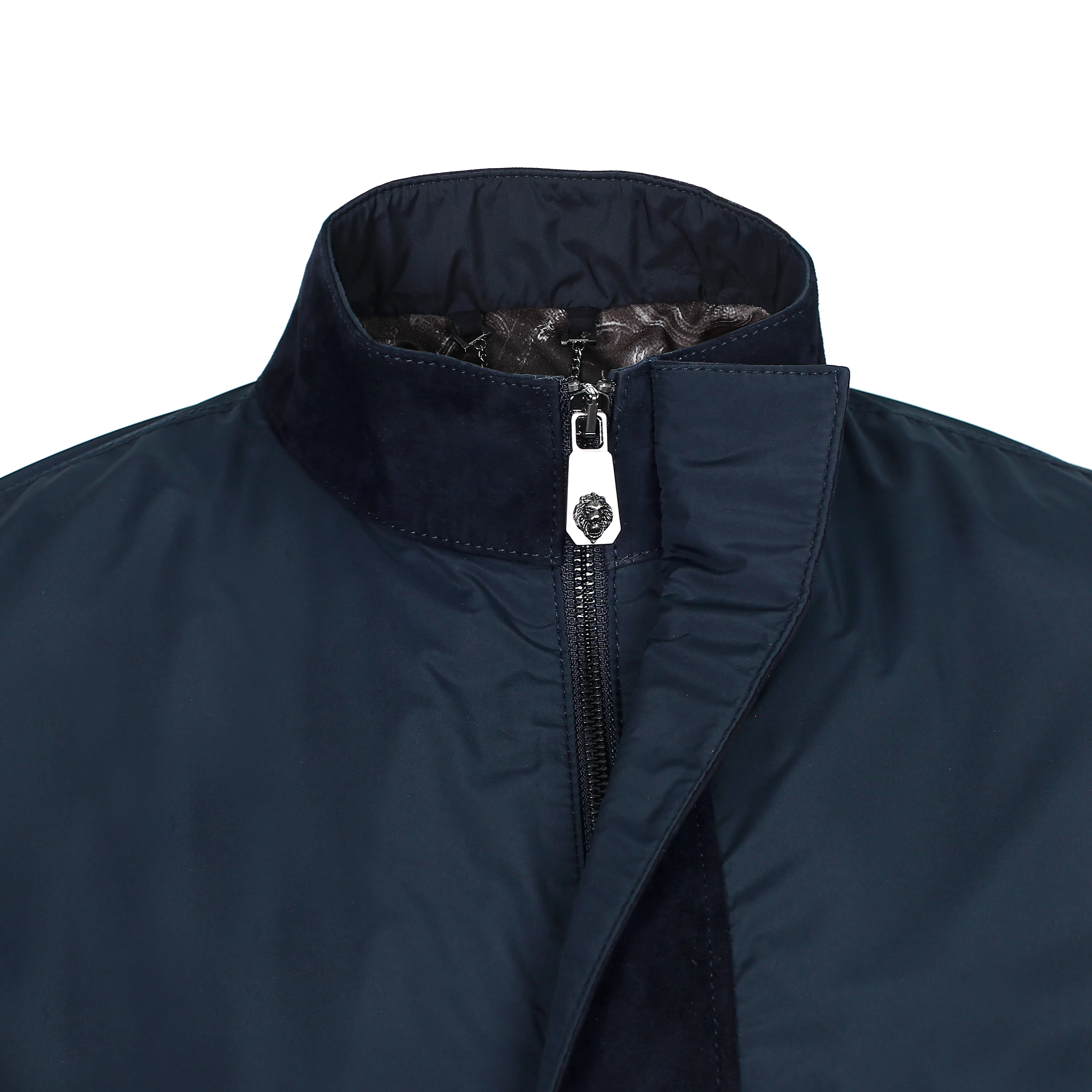 Suede & Fabric Zip Up Jacket
