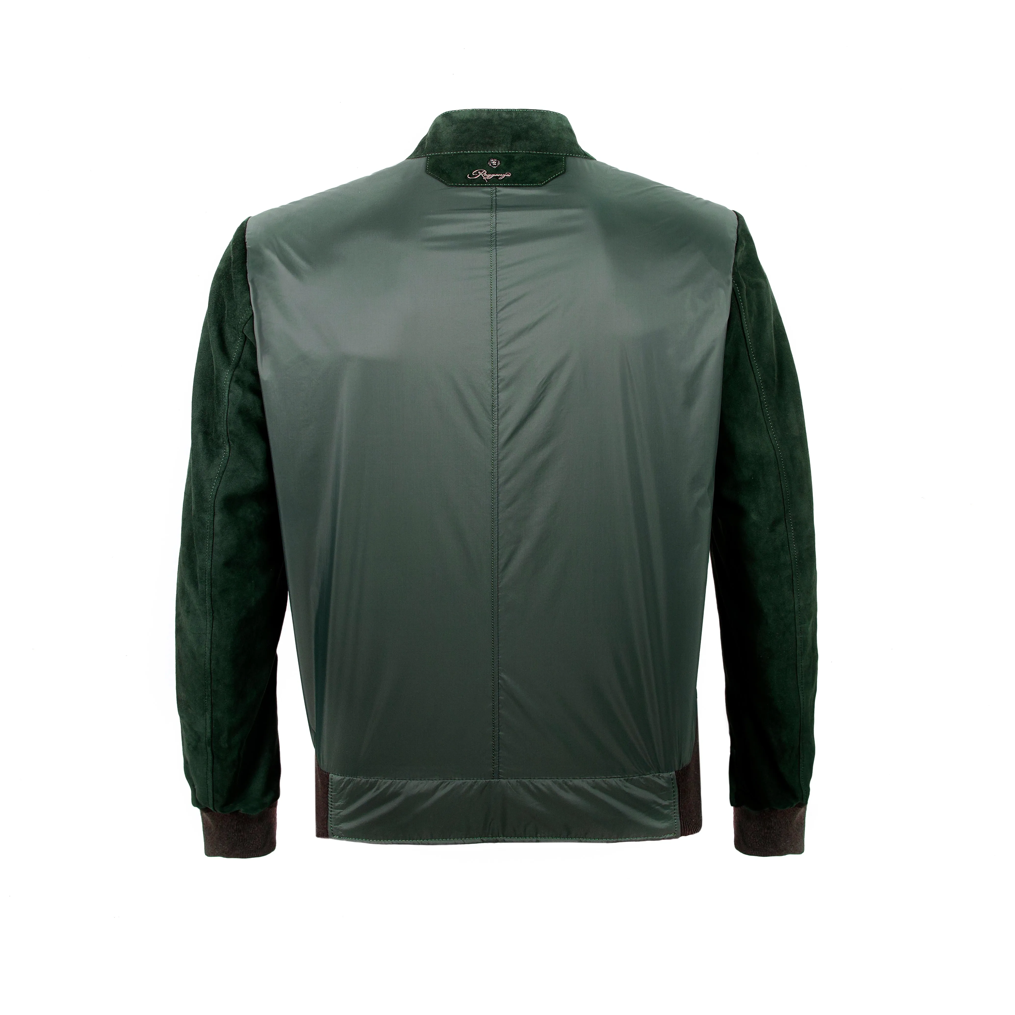 Suede & Fabric Zip Up Jacket