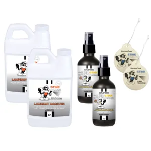 Super Sample Bundle - 2 Mini Laundry Boosters, Two 4 oz Kitchen Refresh Odor Eliminating Sprays   2 Car Air Fresheners