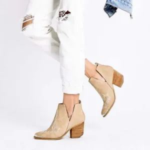 Talia Stitch Booties in Sand