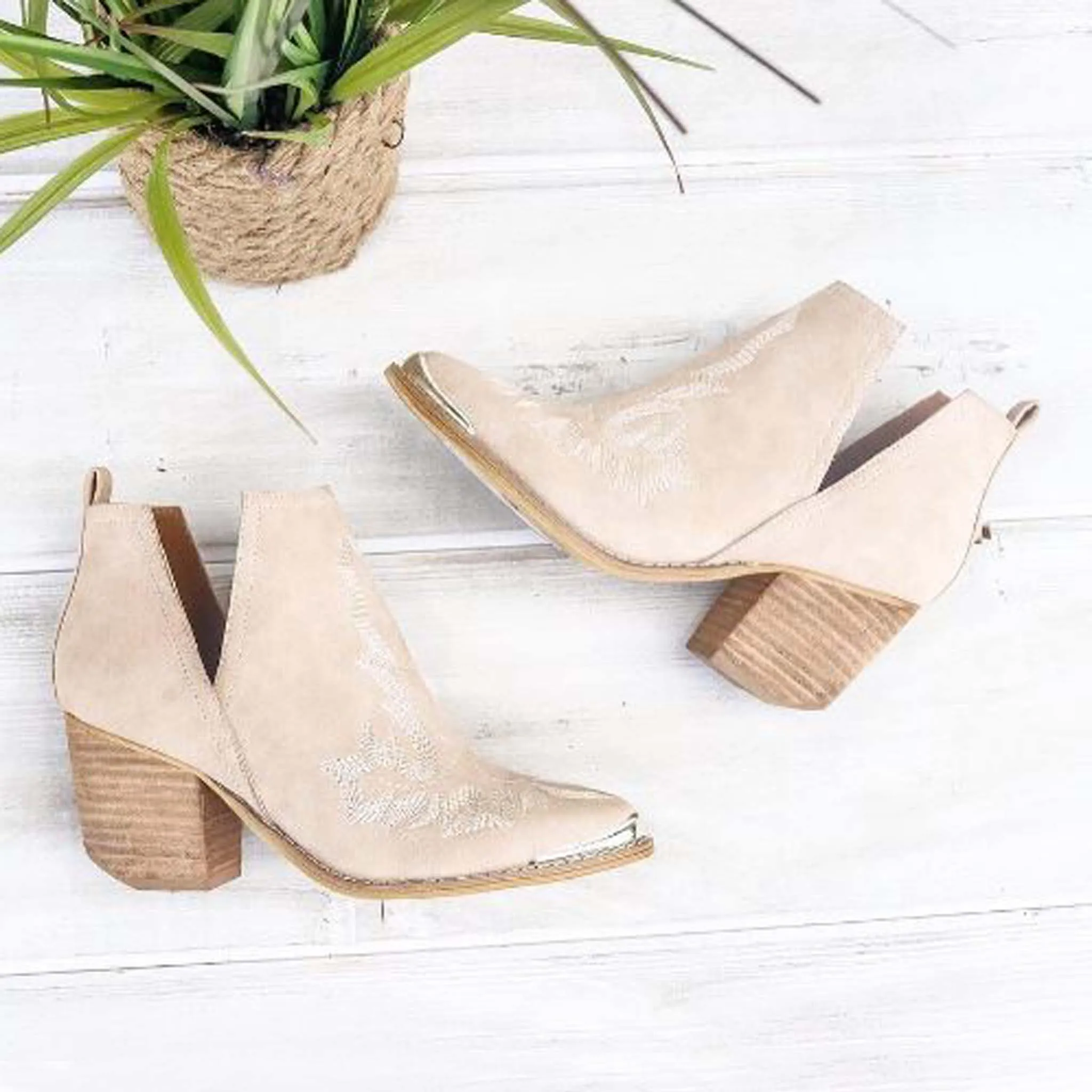 Talia Stitch Booties in Sand