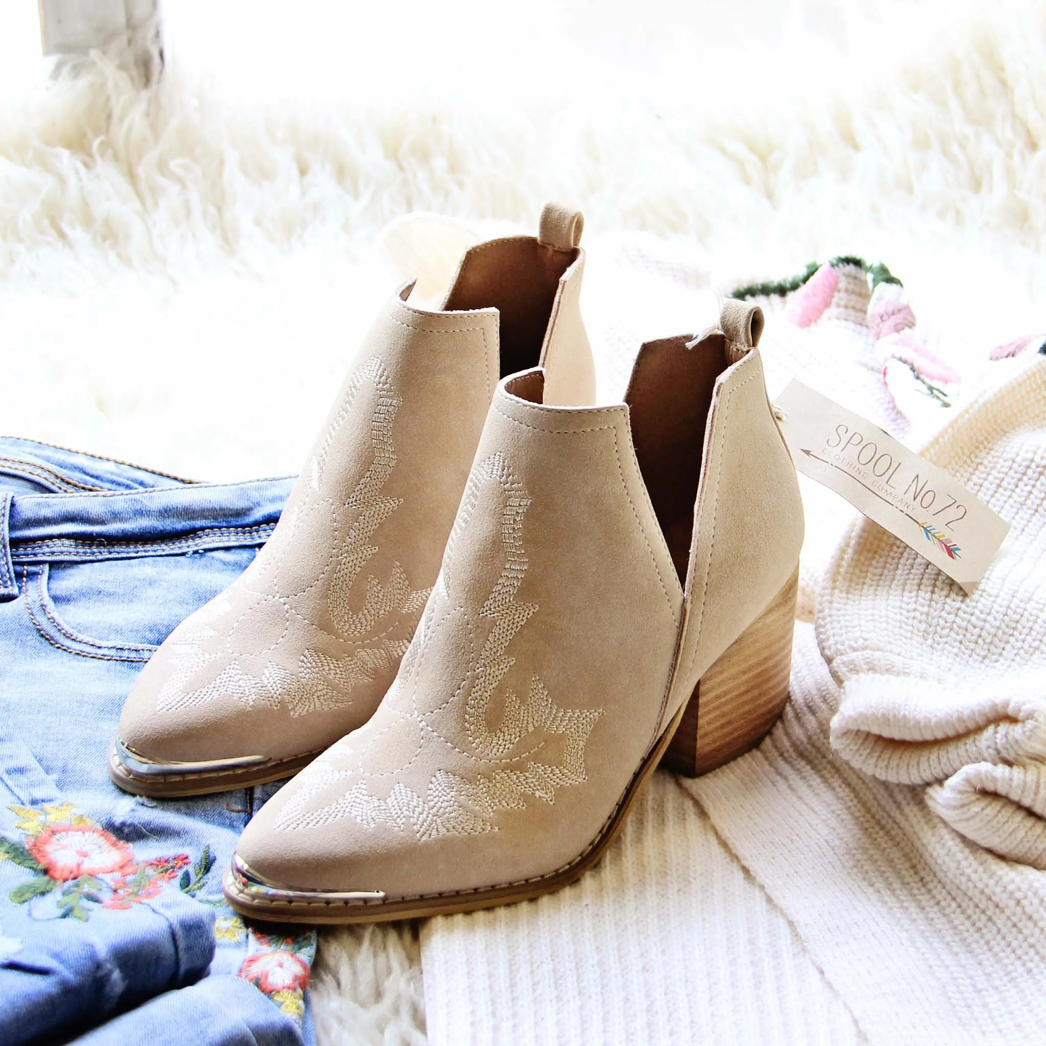 Talia Stitch Booties in Sand