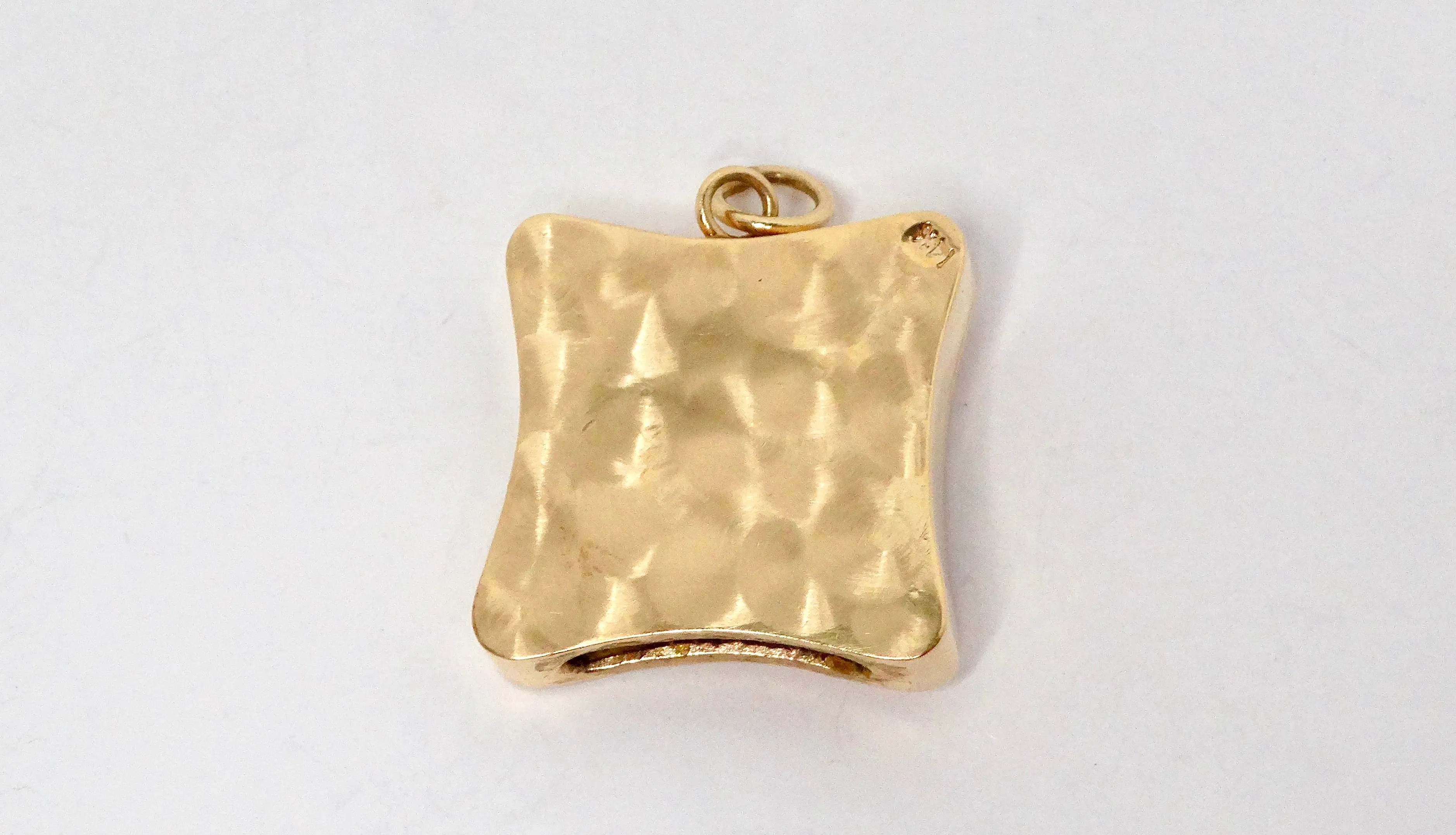 Textured 14k Square Gold Pendant With Initial "D"