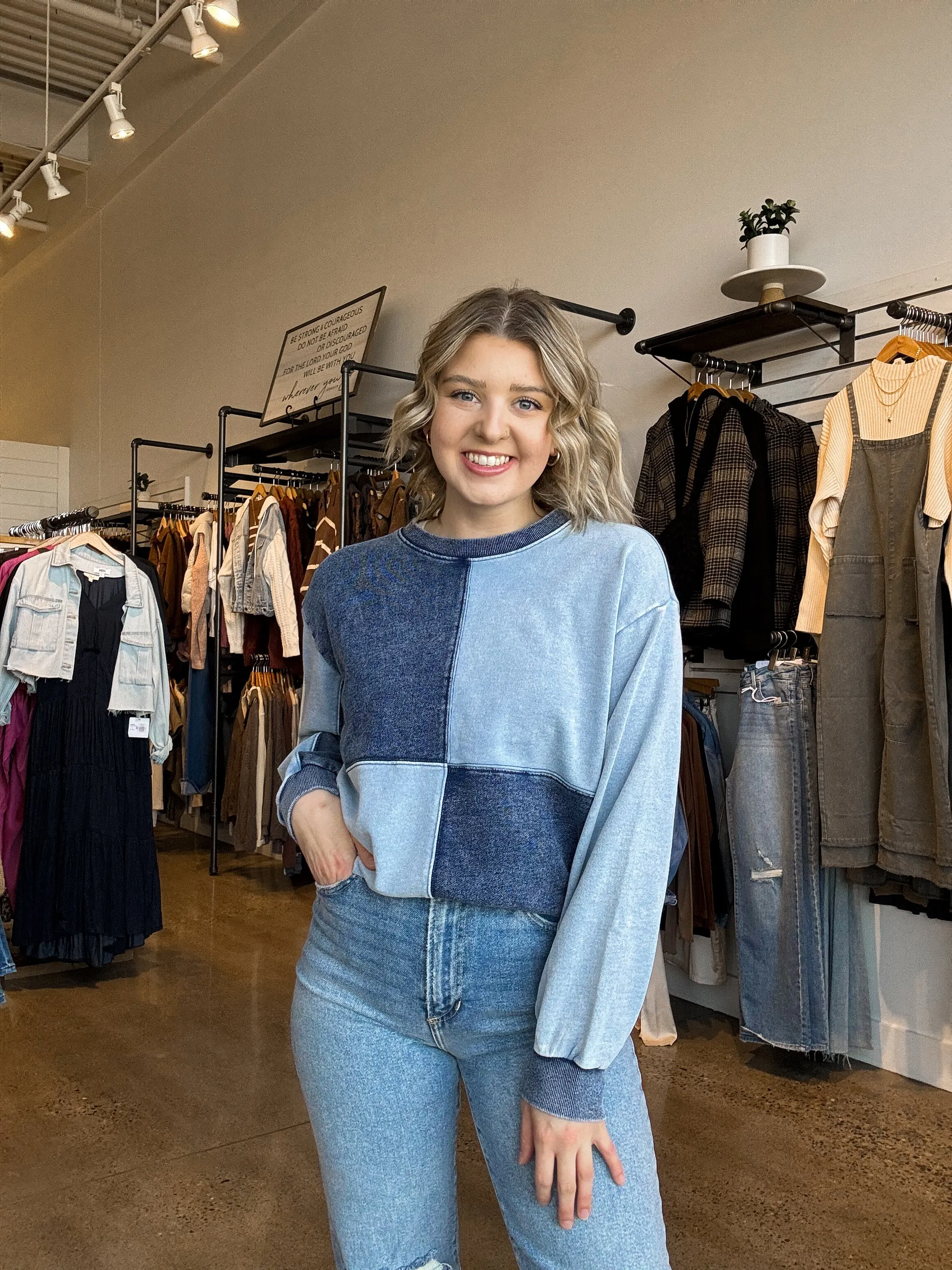 The Fair   Square Denim Sweatshirt