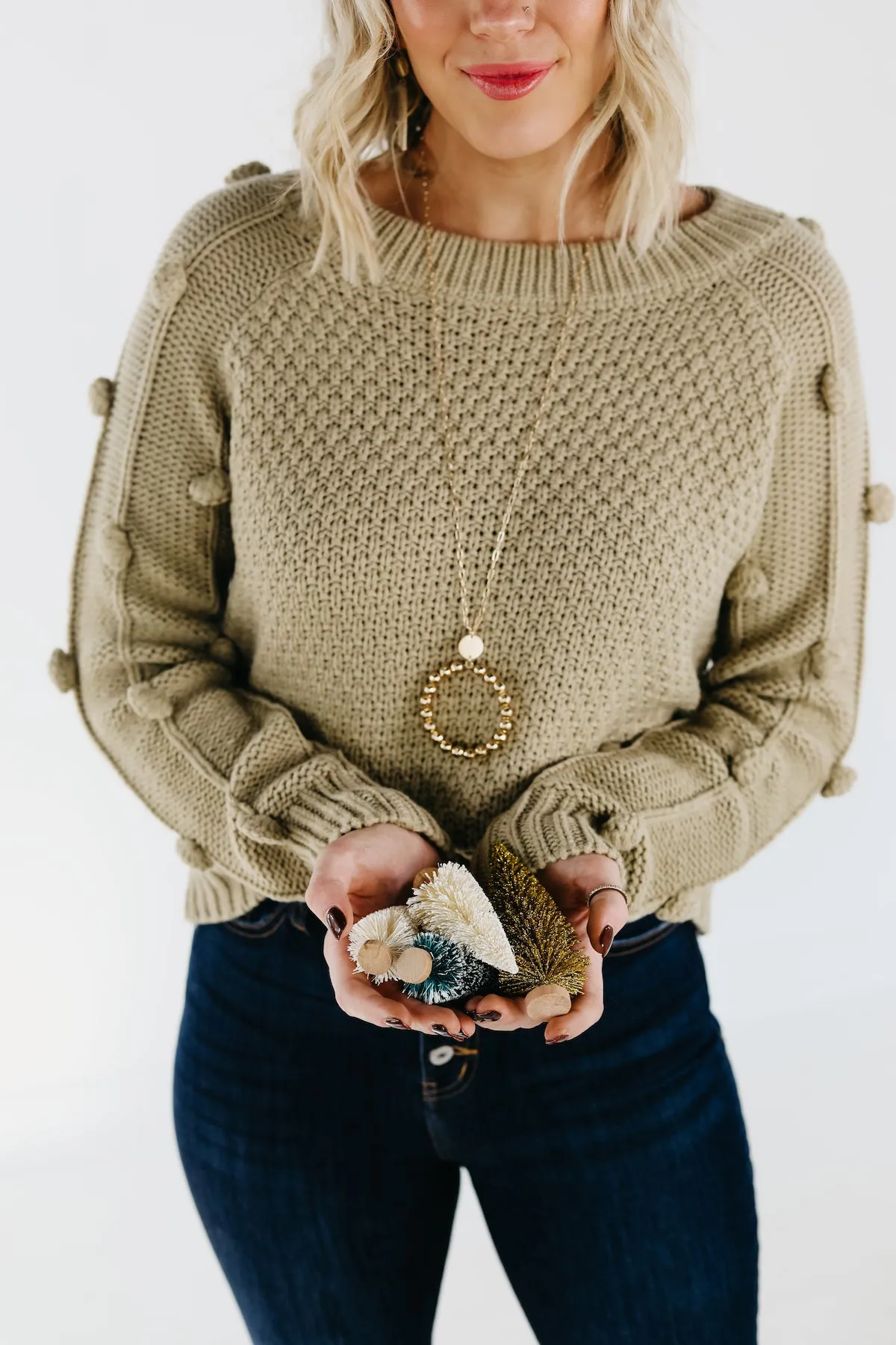 The Jaelyn Pom Sleeve Sweater - FINAL SALE