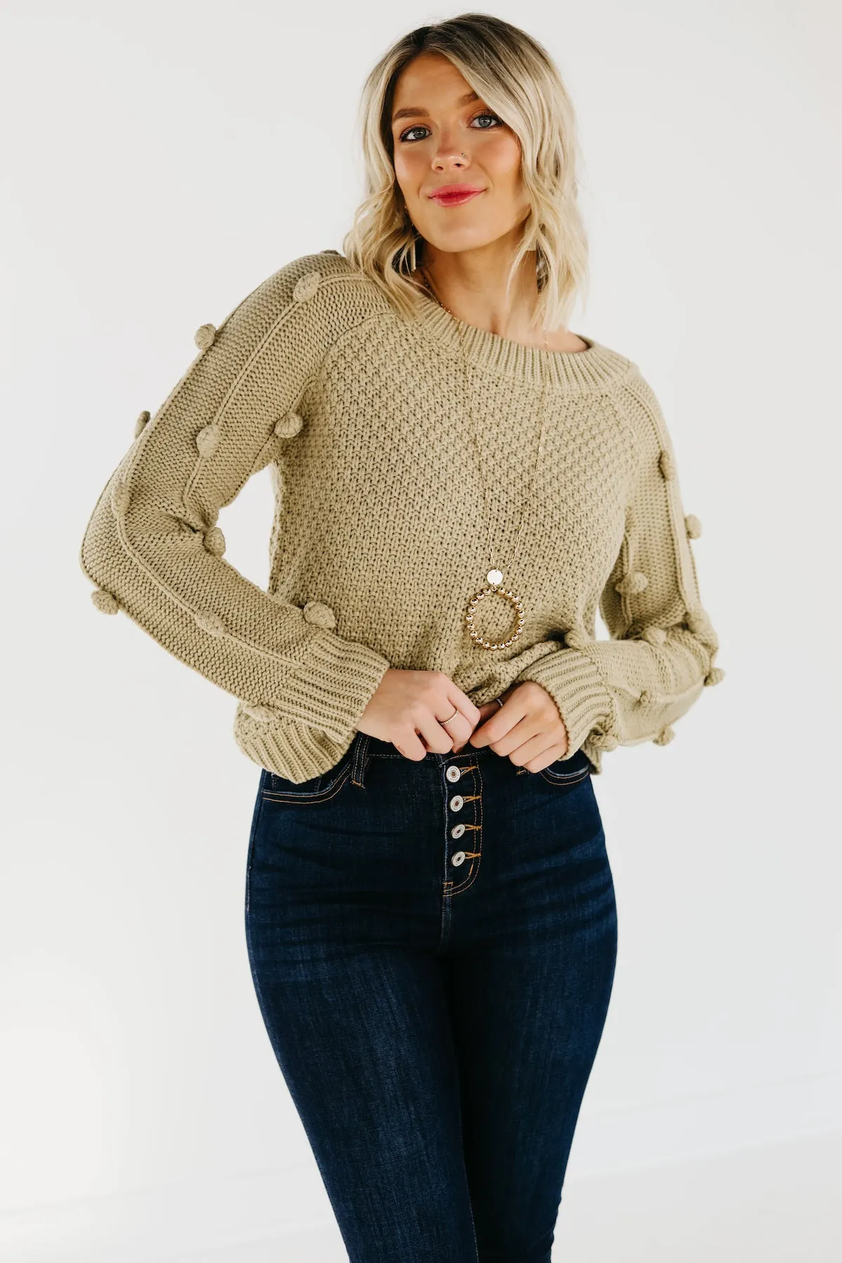 The Jaelyn Pom Sleeve Sweater - FINAL SALE