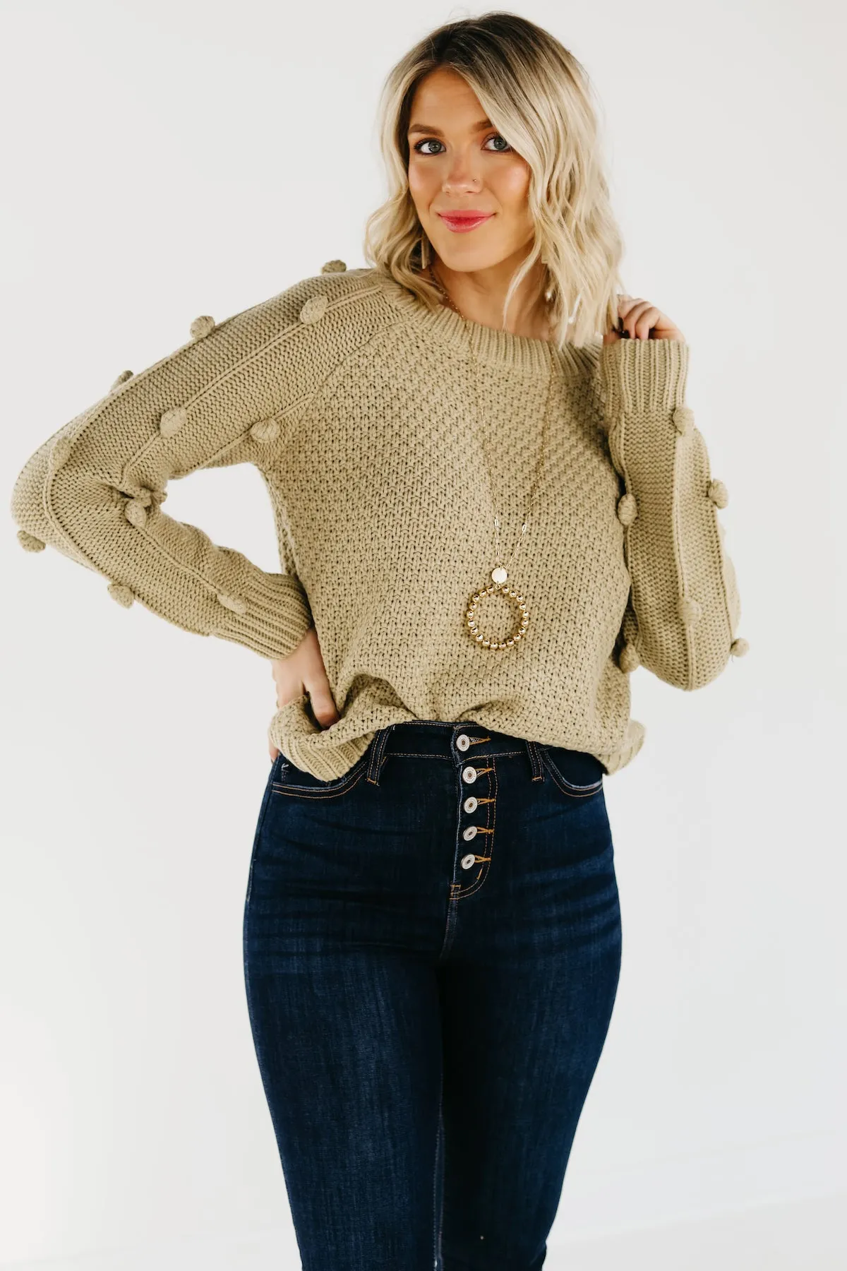 The Jaelyn Pom Sleeve Sweater - FINAL SALE