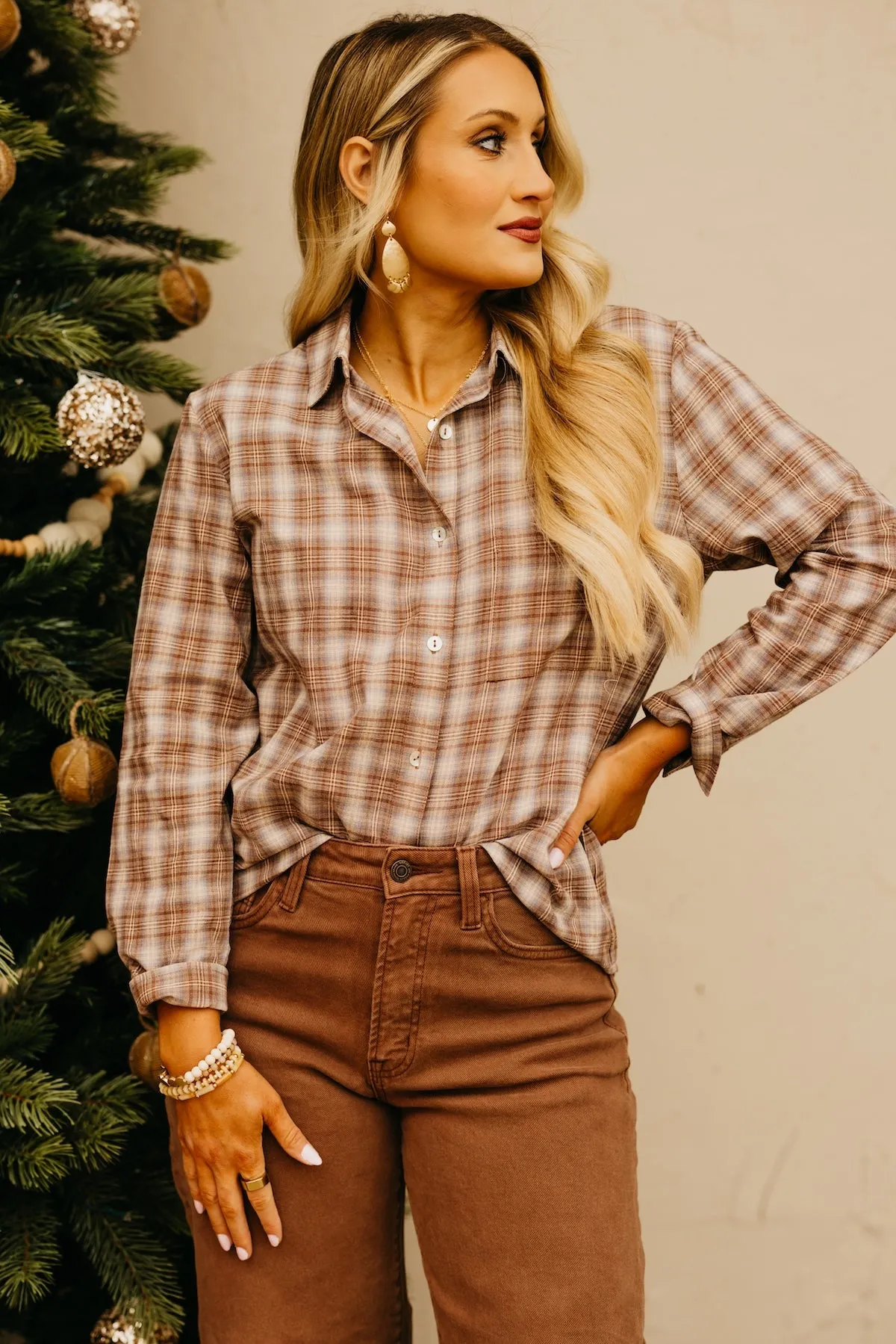 The Ripley Plaid Button Down Shirt - Latte