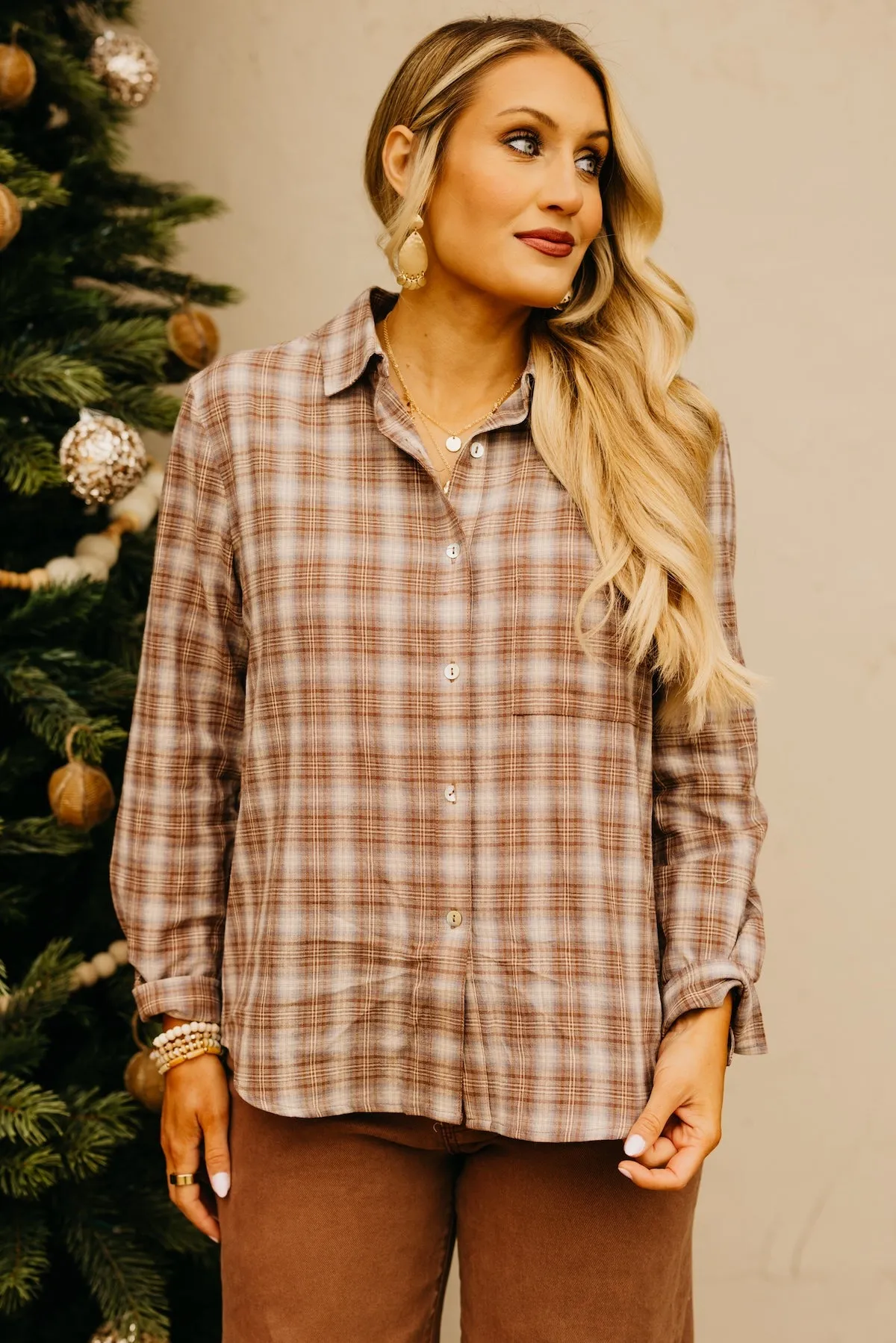 The Ripley Plaid Button Down Shirt - Latte