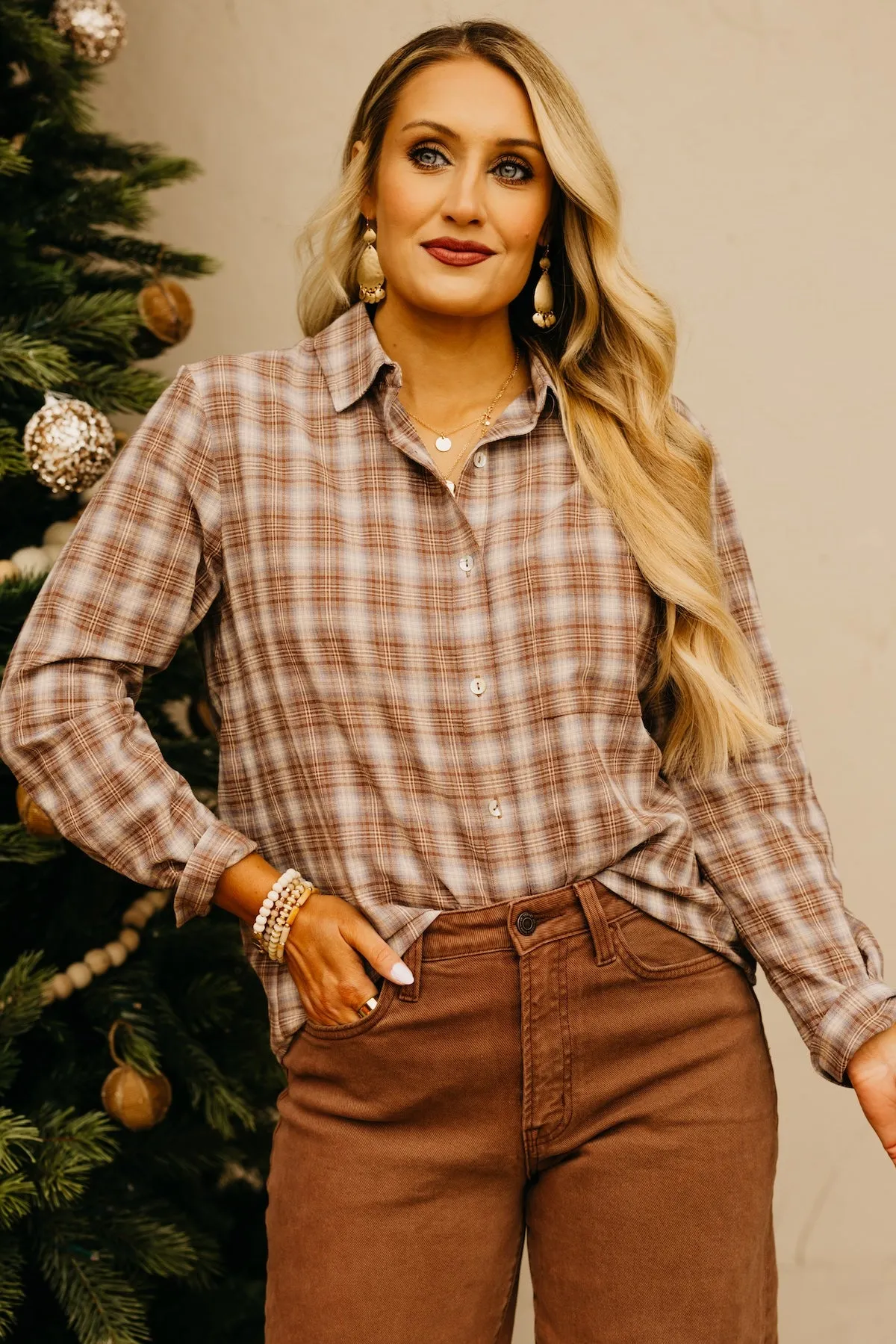 The Ripley Plaid Button Down Shirt - Latte