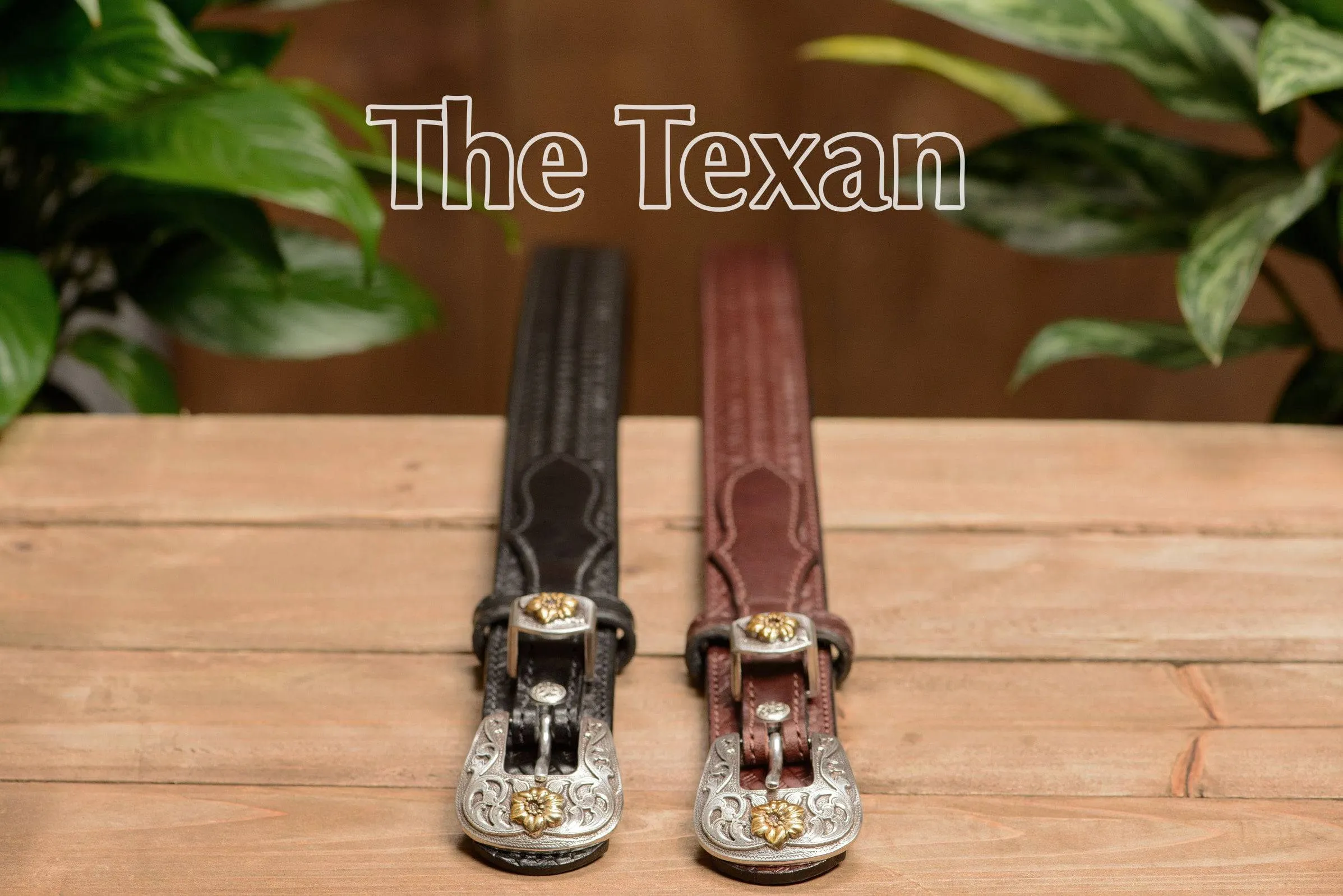 The Texan: Black Stitched Basket Weave Western Ranger 1.50"