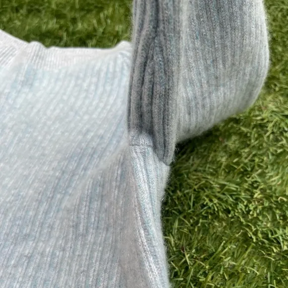 Theory Boxy Oversized Ribbed Pullover Sweater Soft Cashmere Light Blue Size P