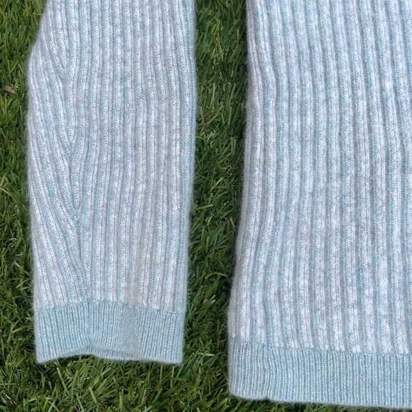 Theory Boxy Oversized Ribbed Pullover Sweater Soft Cashmere Light Blue Size P