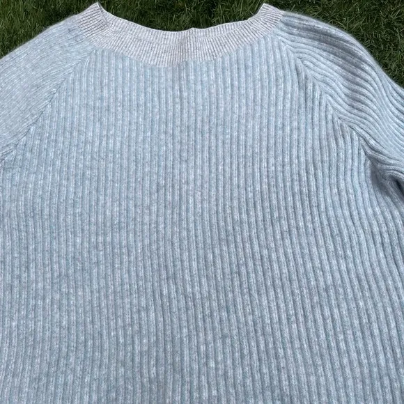Theory Boxy Oversized Ribbed Pullover Sweater Soft Cashmere Light Blue Size P
