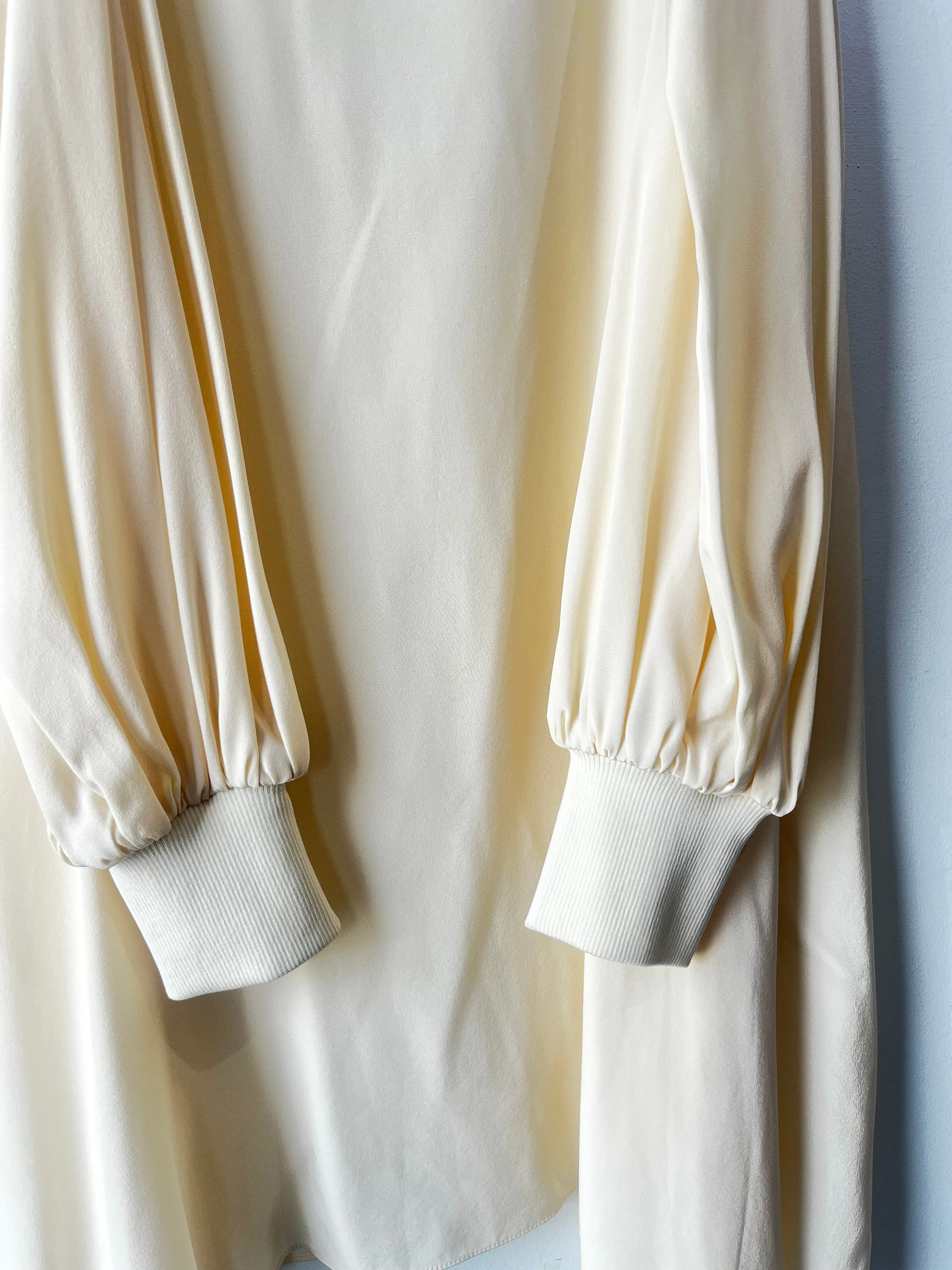 Tibi Cream Silk Open Shoulder Dress