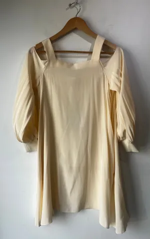 Tibi Cream Silk Open Shoulder Dress