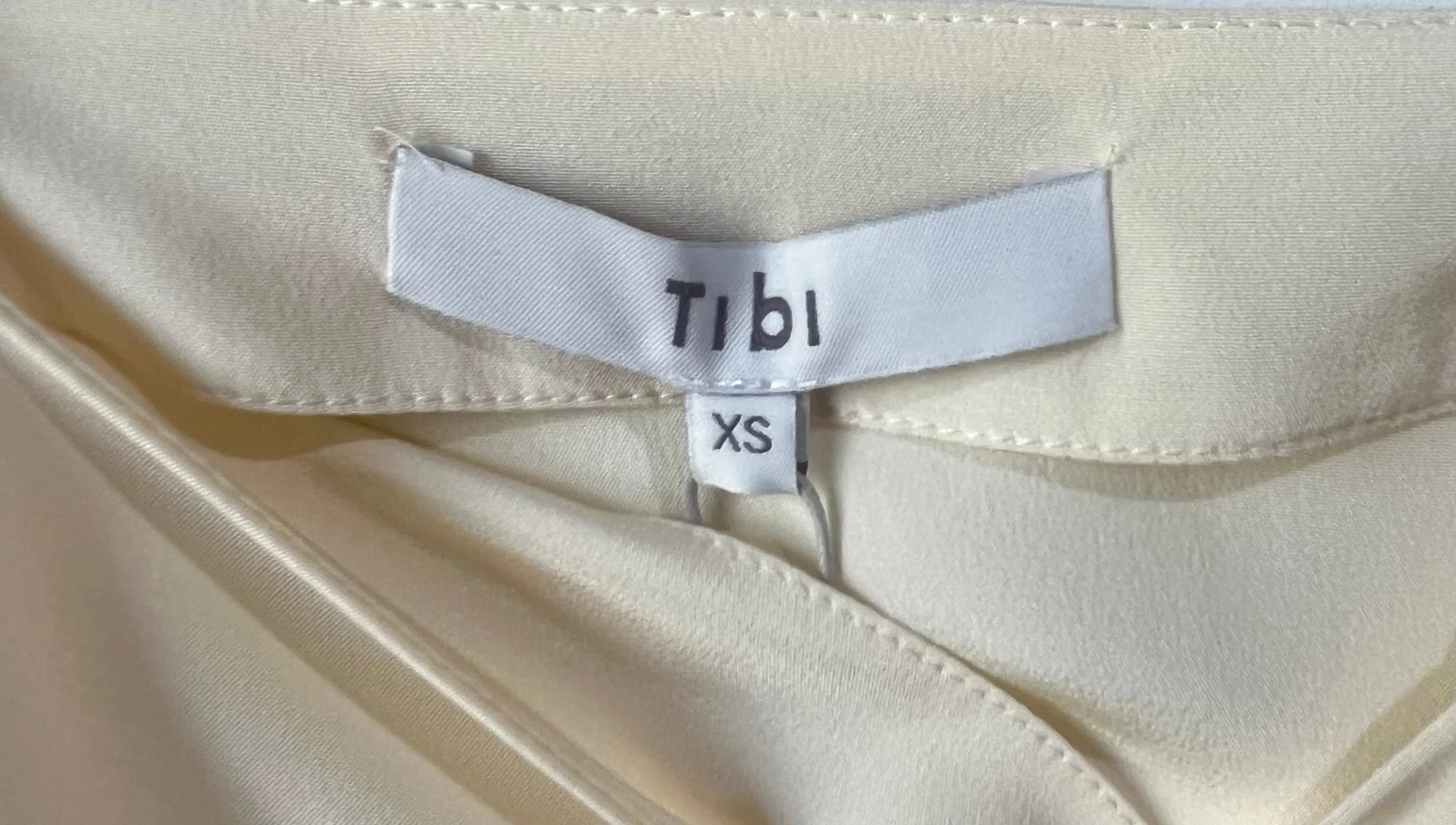 Tibi Cream Silk Open Shoulder Dress