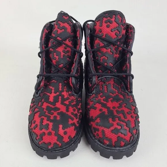 Timberland 6 In Classic Vent-Tech 2 Black Red Little Kids Outdoors Size 12