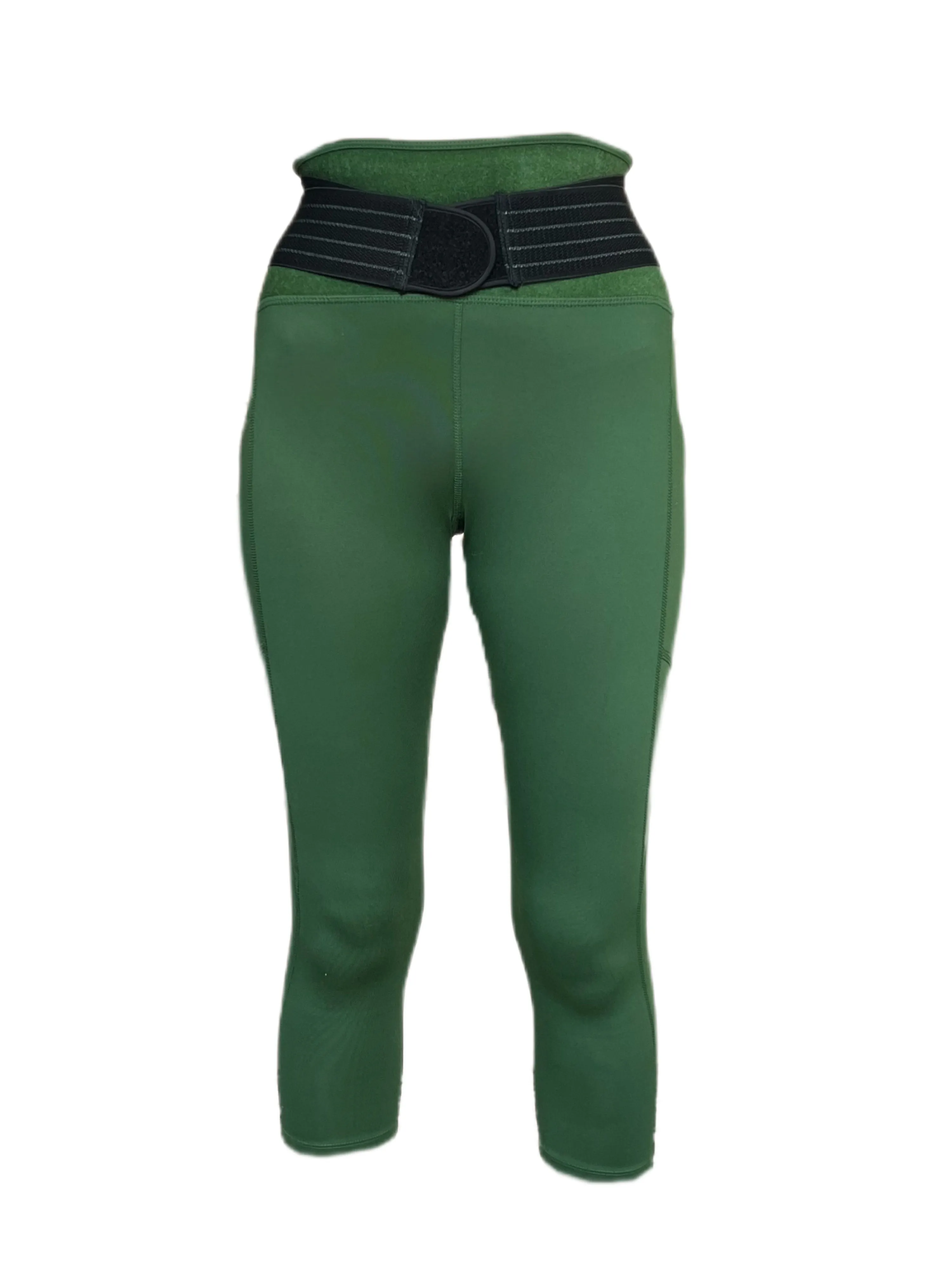 TOMMIE COPPER Women's Adjustable Strap Back Support Pro 19" Leggings, Olive