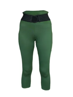 TOMMIE COPPER Women's Adjustable Strap Back Support Pro 19" Leggings, Olive