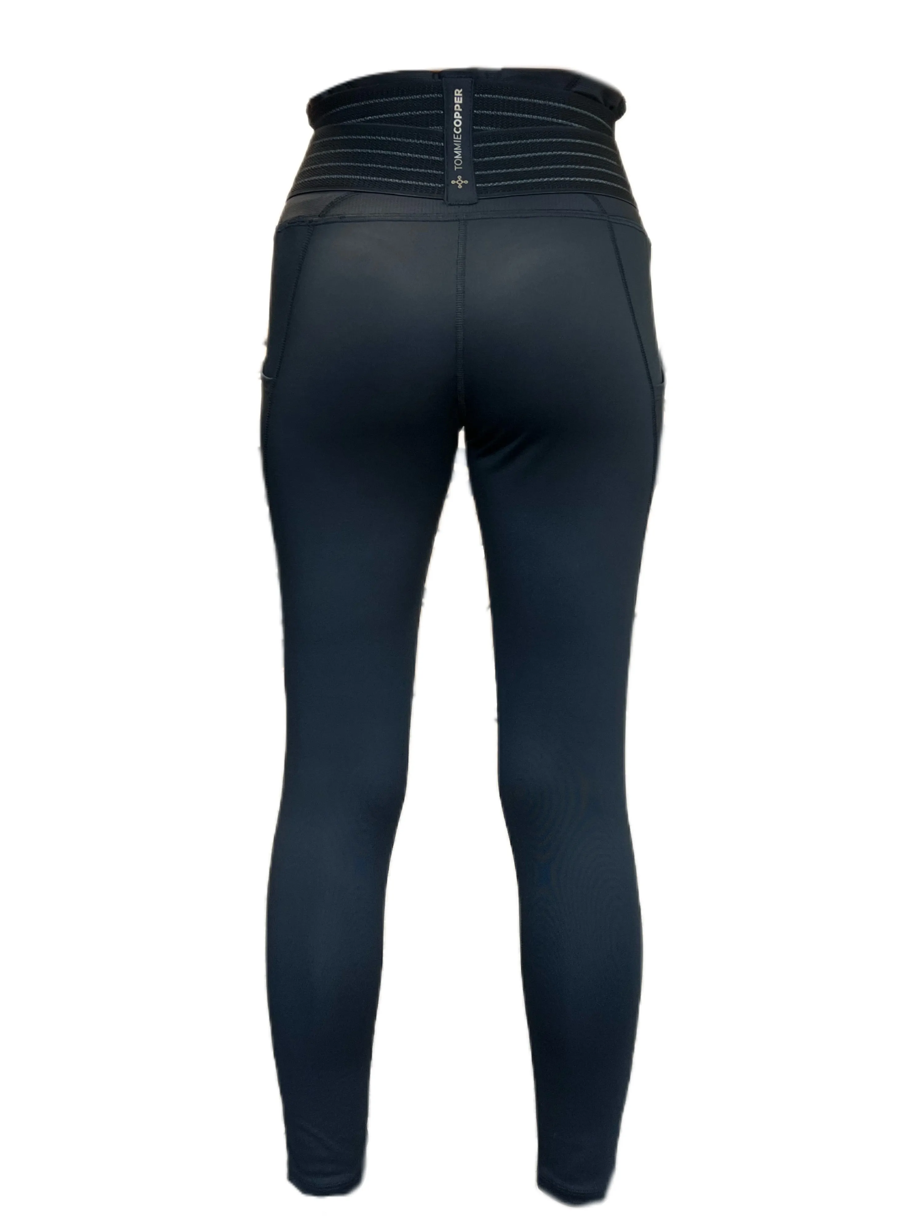 TOMMIE COPPER Women's Adjustable Strap Back Support Pro 24" Leggings, Black