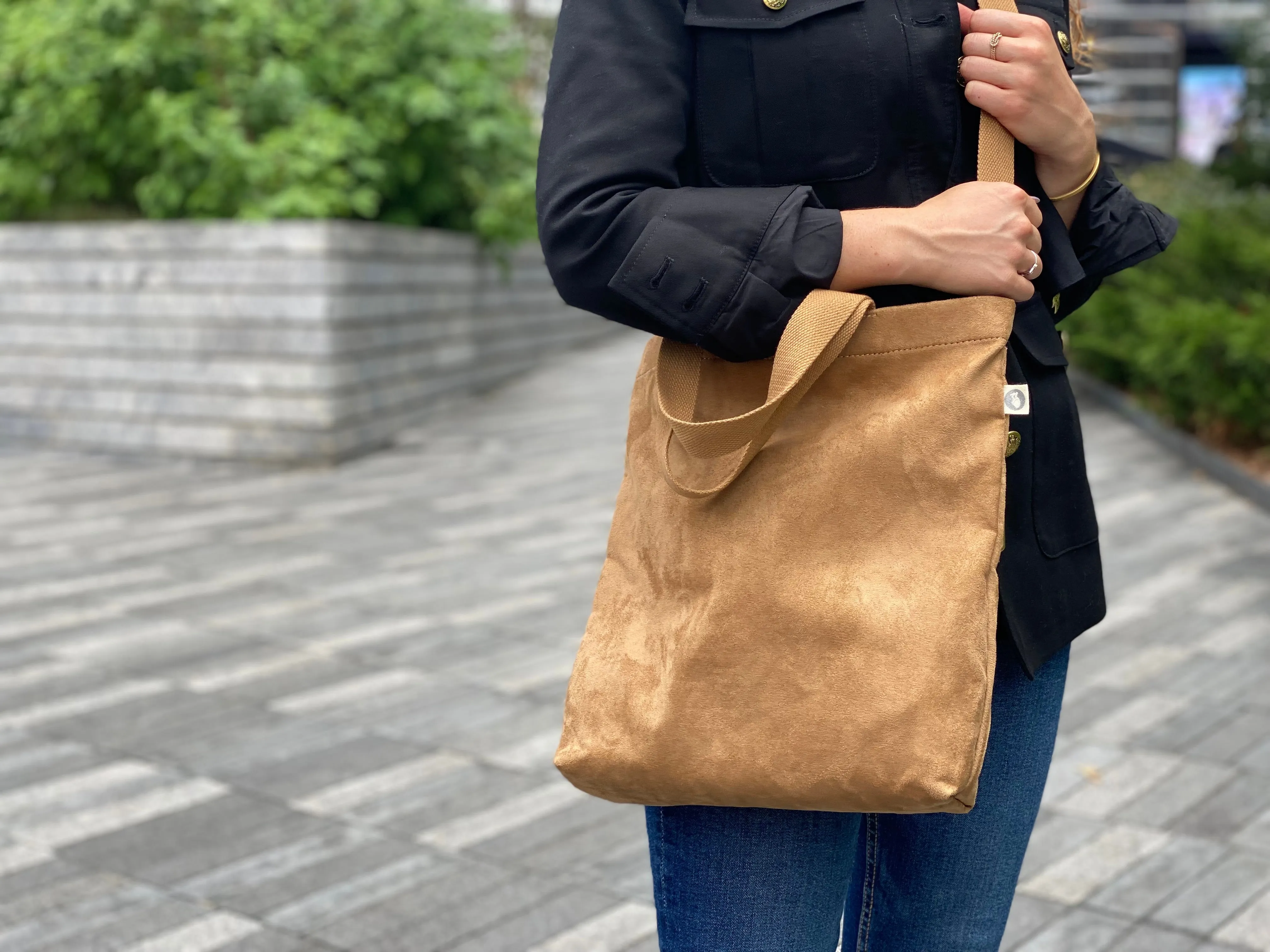 Town Crossbody Bag: Mocha Vegan Suede