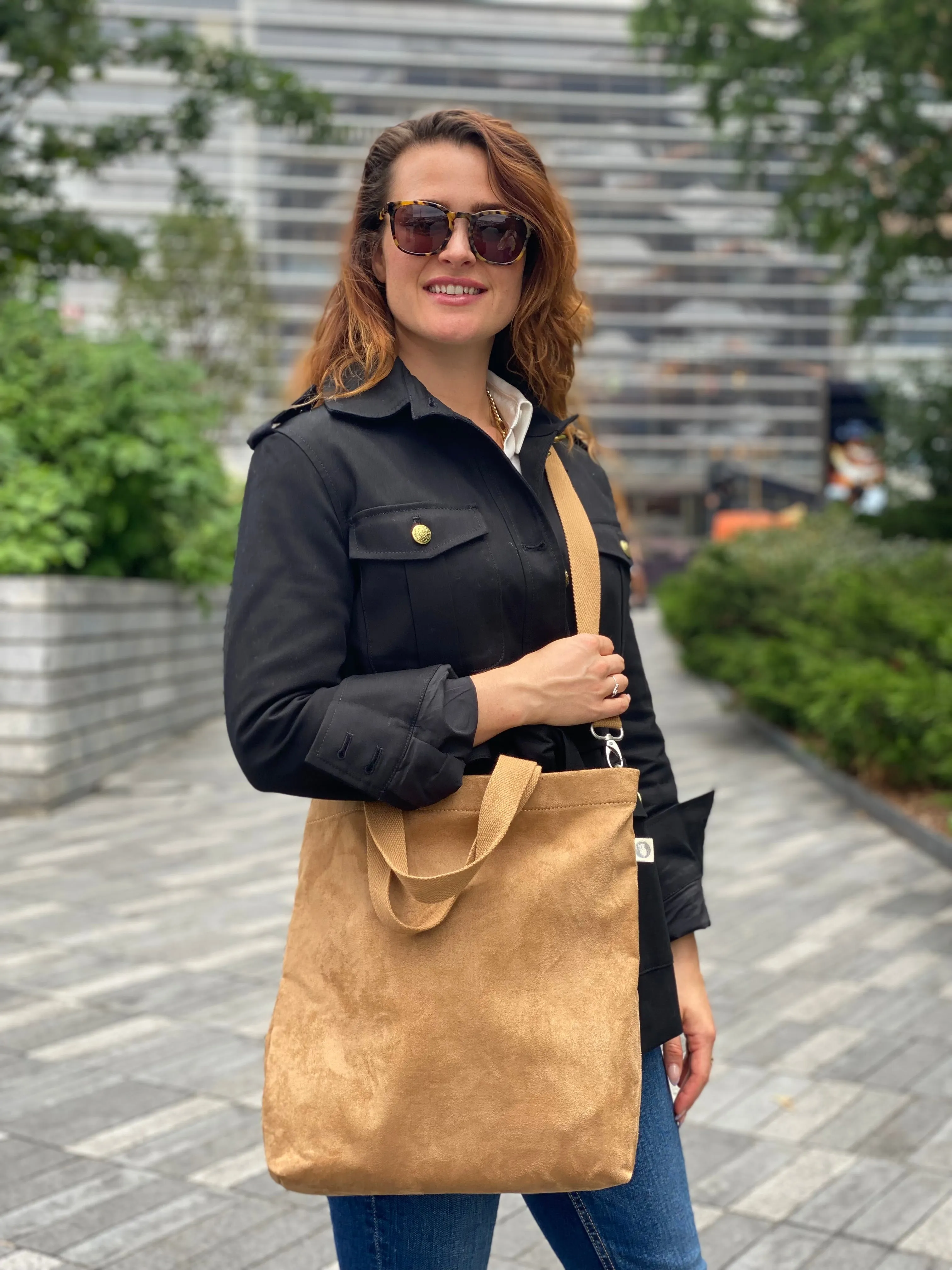 Town Crossbody Bag: Mocha Vegan Suede