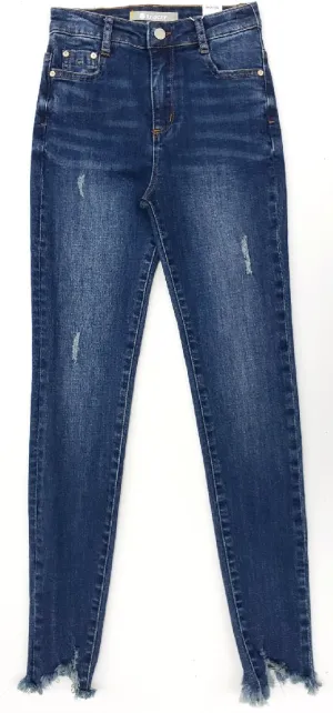 Tractr Nina High Rise Indigo Ankle Crop