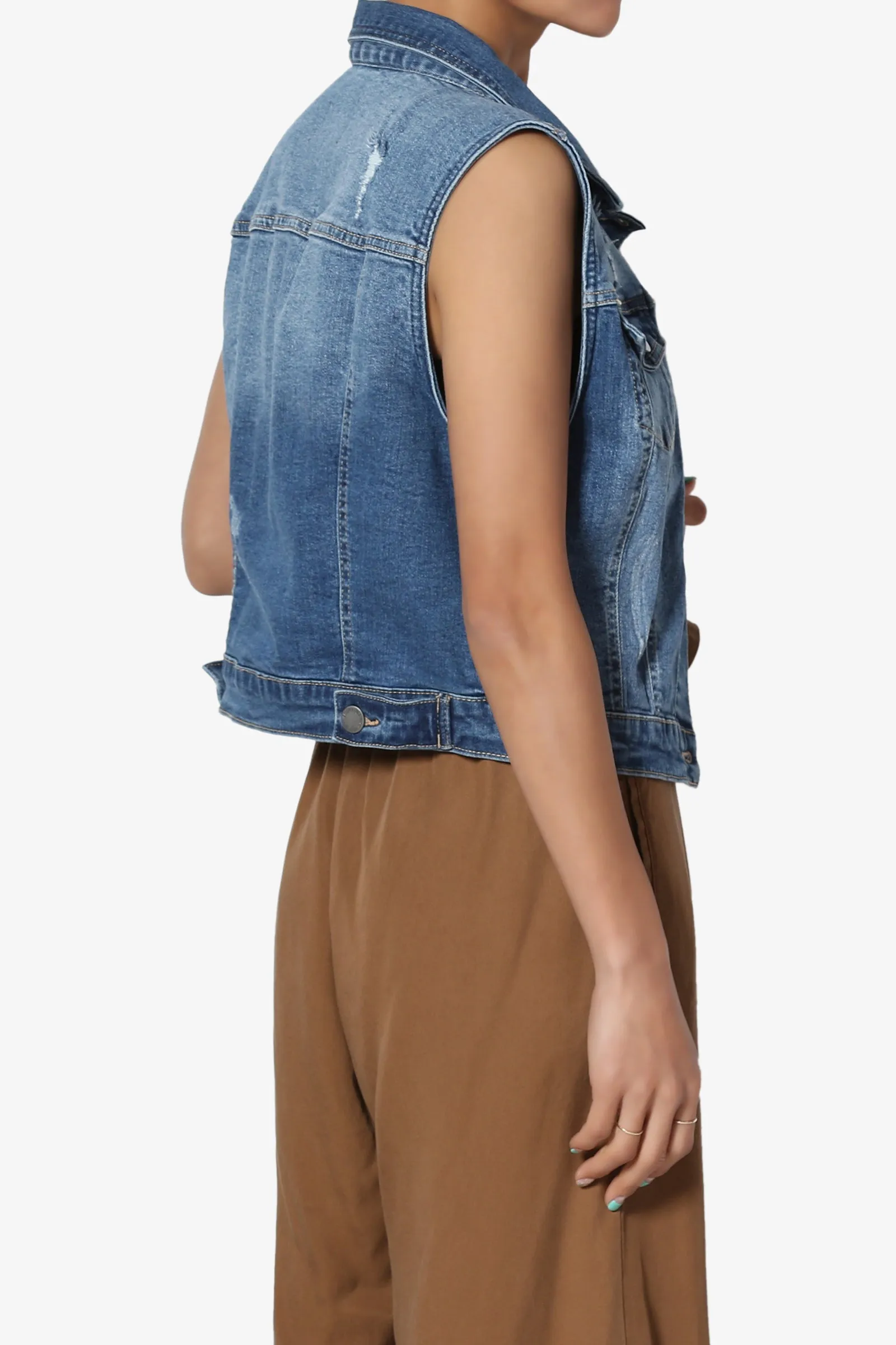 Tricia Washed Crop Denim Vest