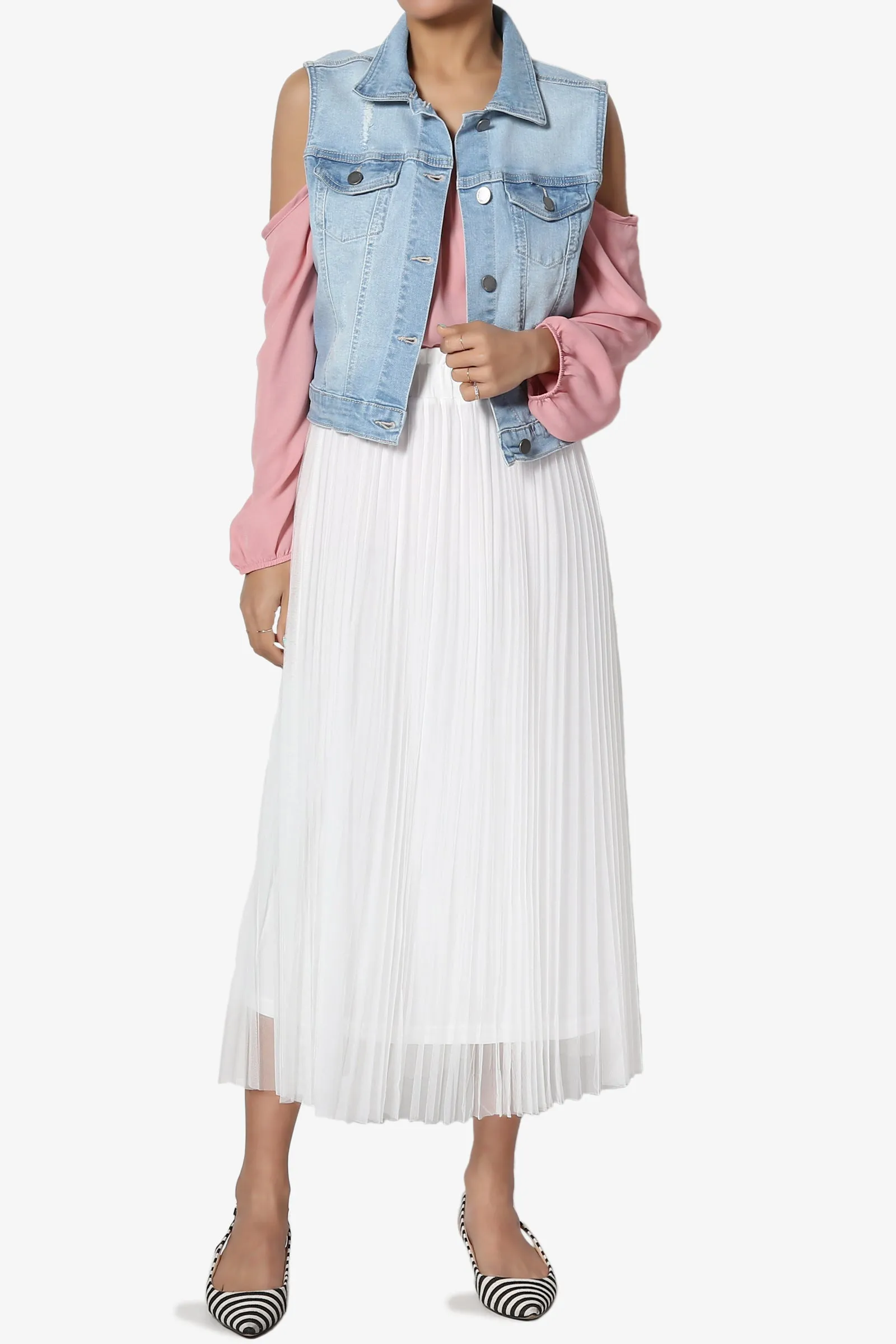 Tricia Washed Crop Denim Vest