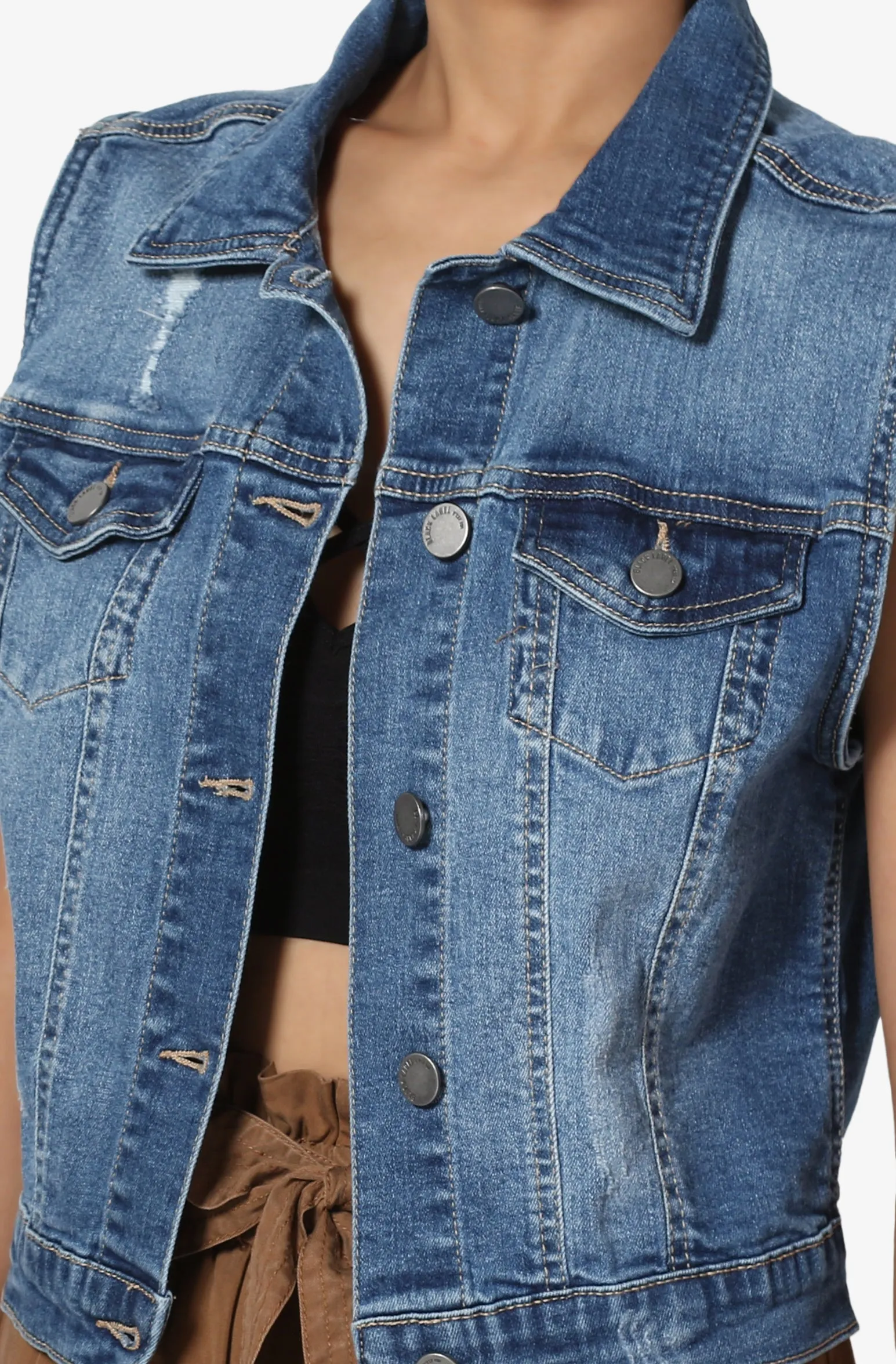 Tricia Washed Crop Denim Vest