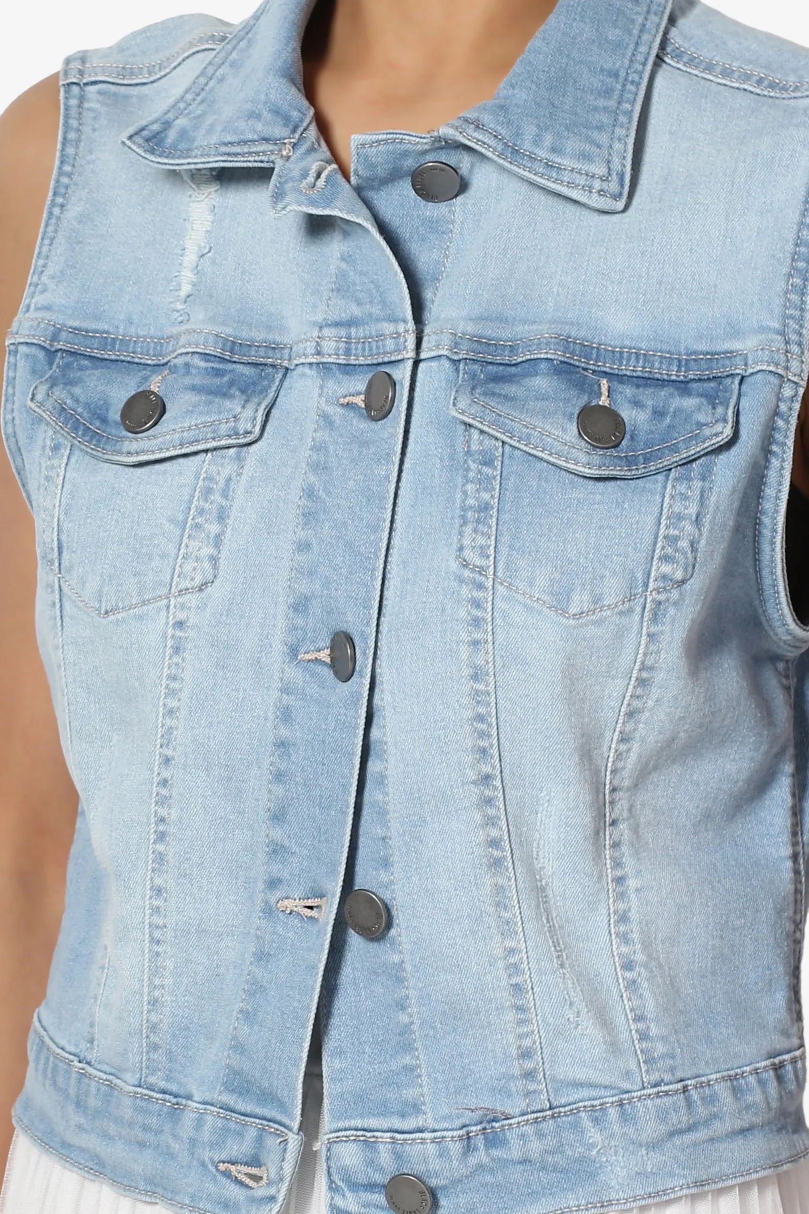 Tricia Washed Crop Denim Vest