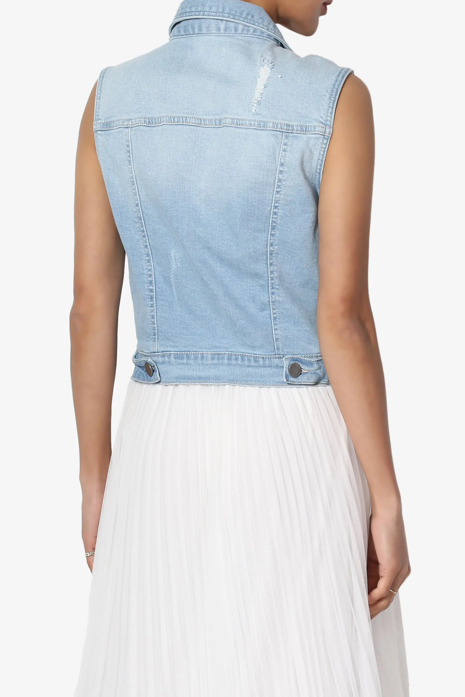 Tricia Washed Crop Denim Vest