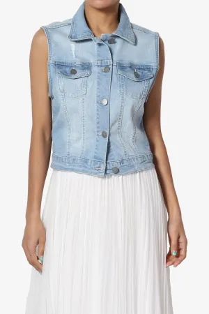 Tricia Washed Crop Denim Vest