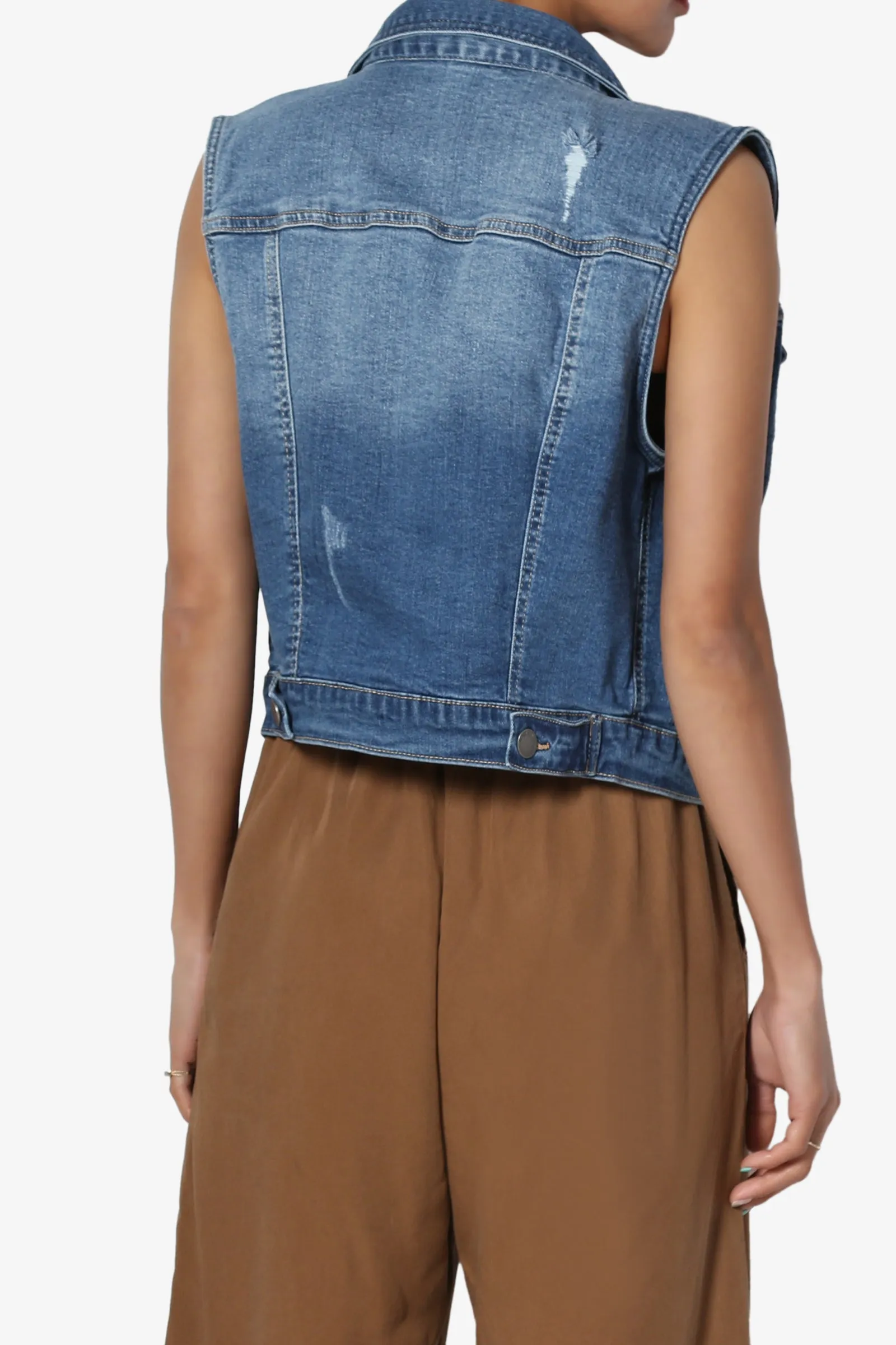 Tricia Washed Crop Denim Vest