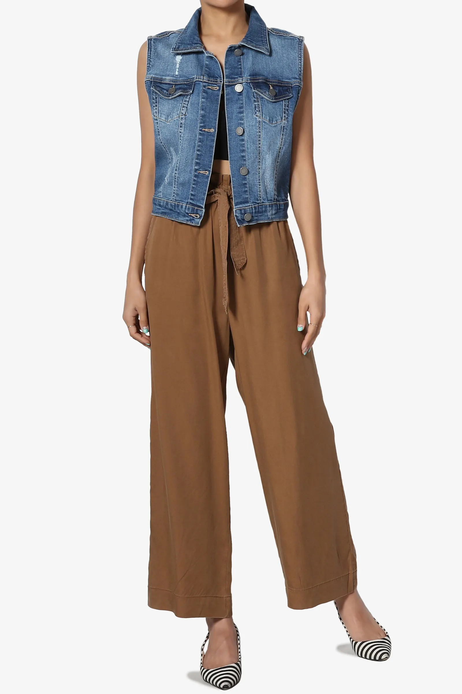 Tricia Washed Crop Denim Vest