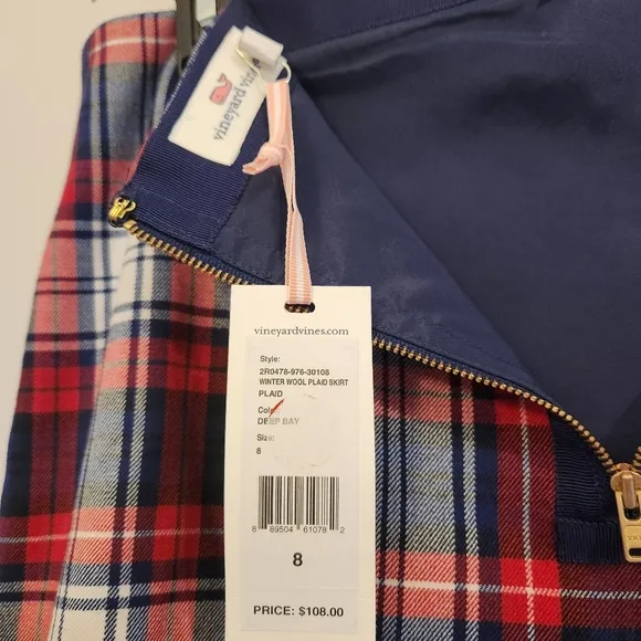 Vineyard Vines Brand New! Winter Wool Plaid Mini Skirt - Size 8 (NWT)