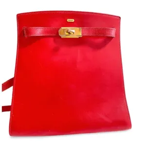 Vintage BALLY genuine red leather kelly ado sport style shoulder bag purse with gold tone hardware and logo charm. 051002ya1