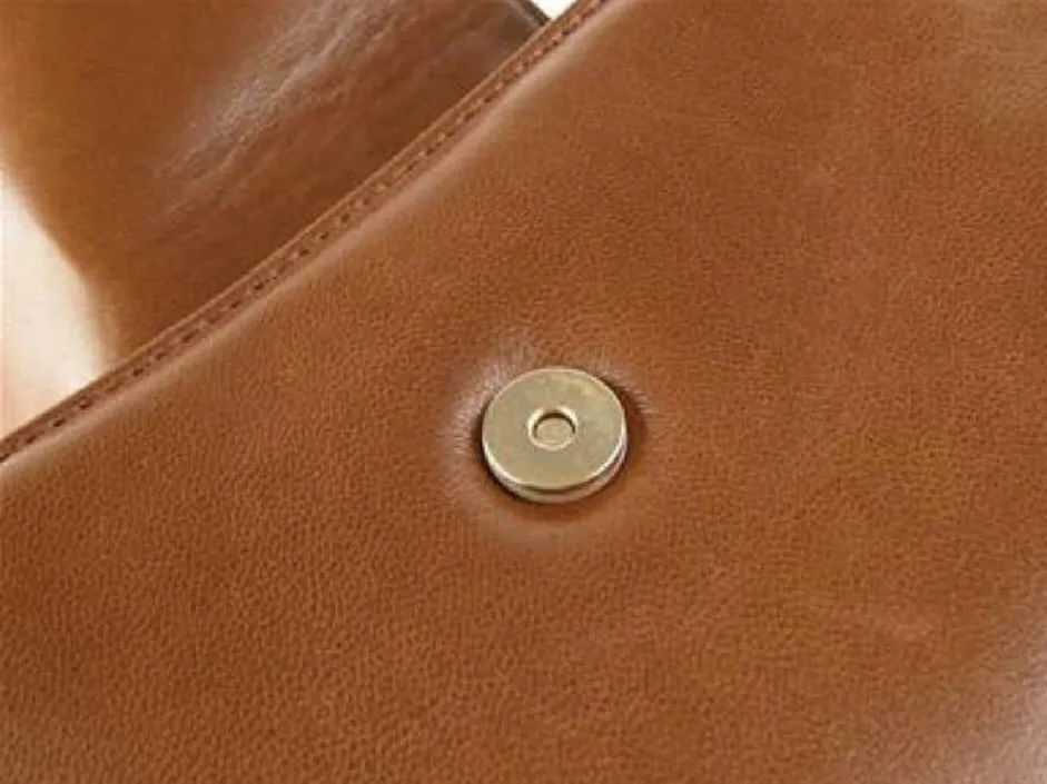 Vintage Christian Dior brown genuine nappa leather double flap clutch bag, classic unisex style bag with golden logo motif. 050316r6