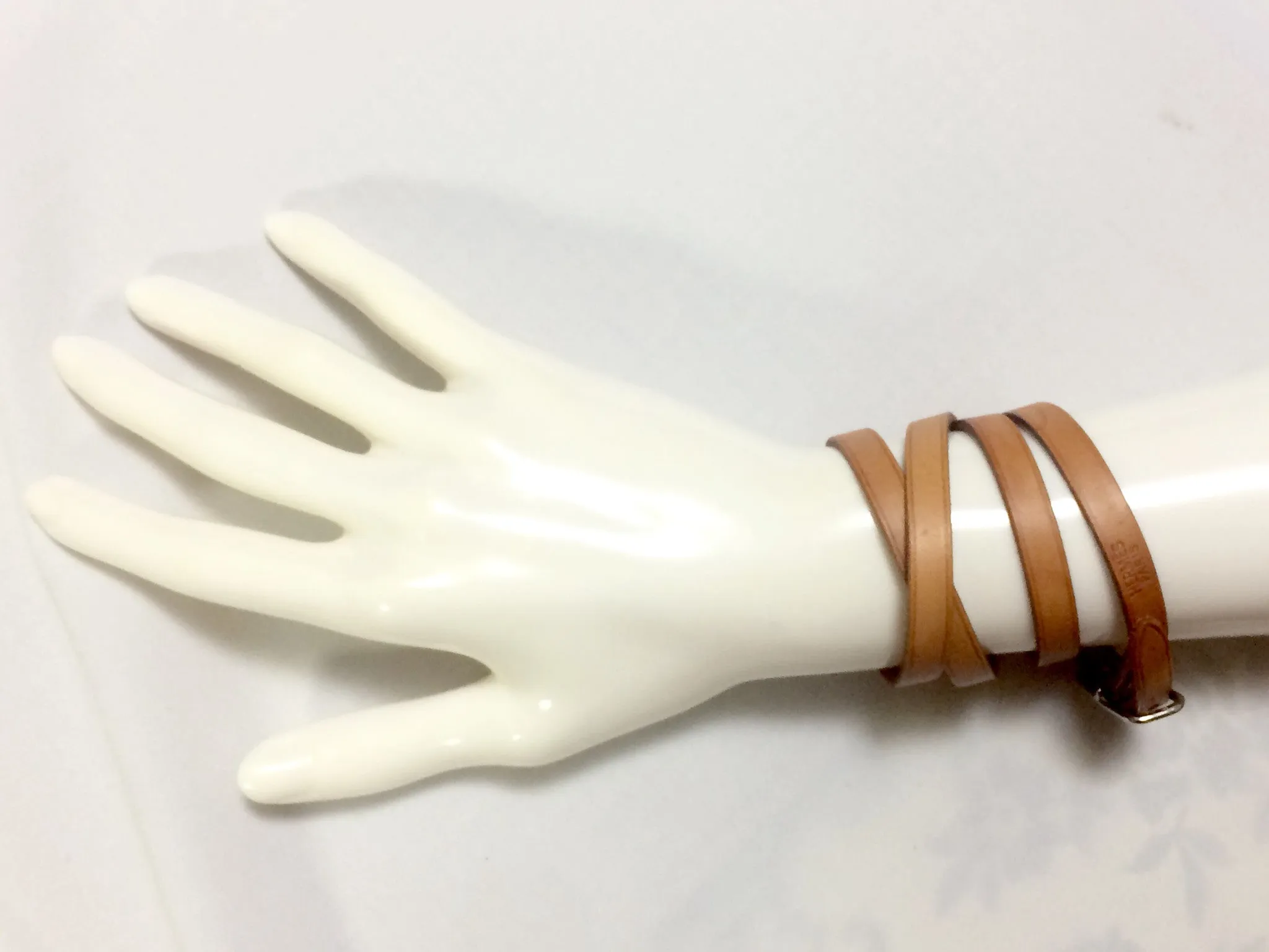 Vintage Hermes brown leather and silver buckle bracelet. Classic and casual jewelry from Hermes. 050407r11