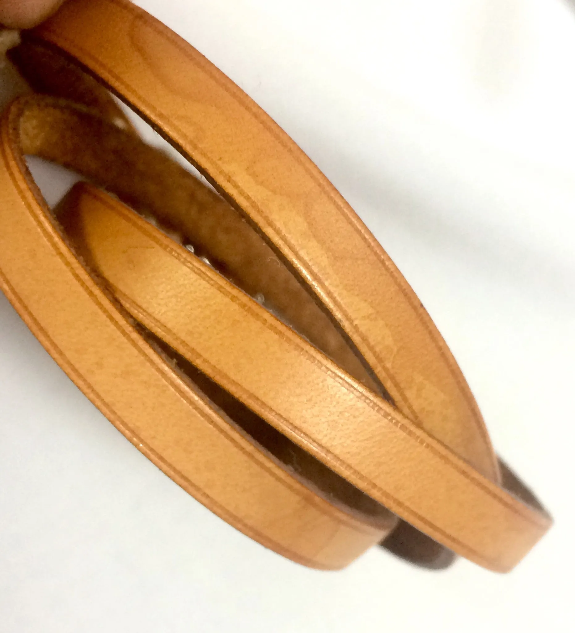 Vintage Hermes brown leather and silver buckle bracelet. Classic and casual jewelry from Hermes. 050407r11