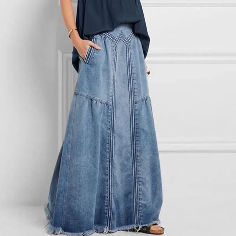 Vita Denim Maxi Skirt