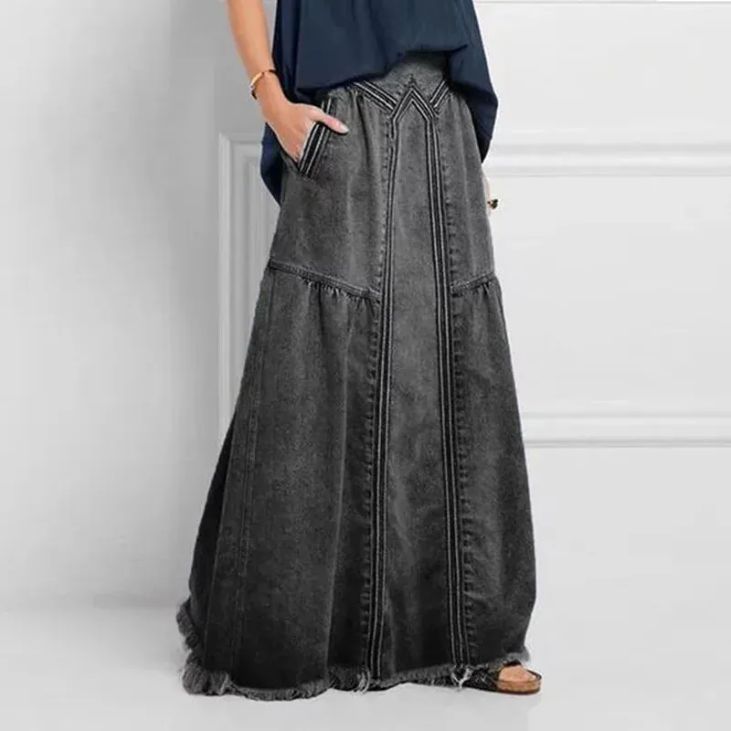Vita Denim Maxi Skirt