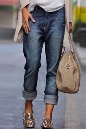 Washed Basic Denim Jeans