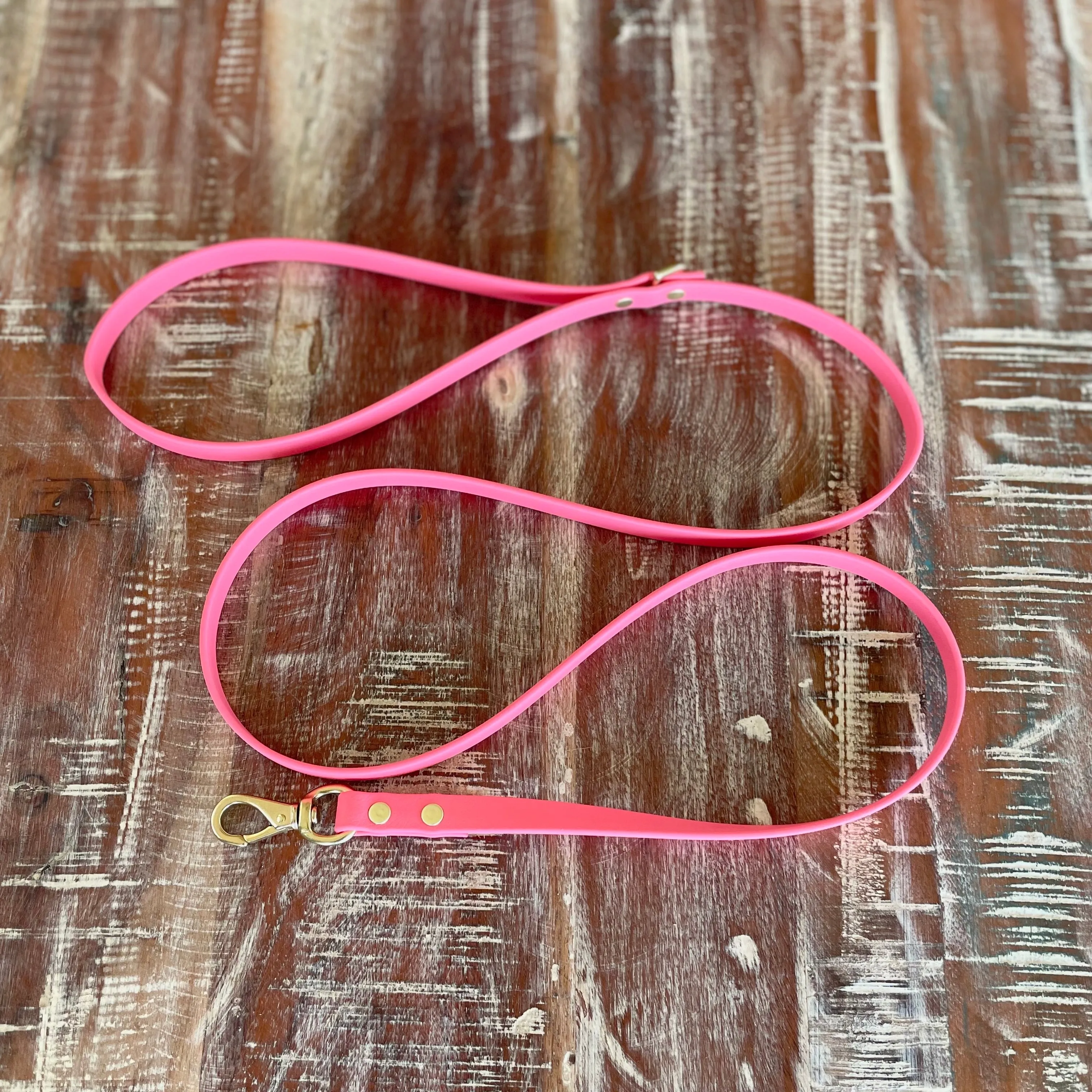 Waterproof Leash (Lightweight) : Coral   Brass
